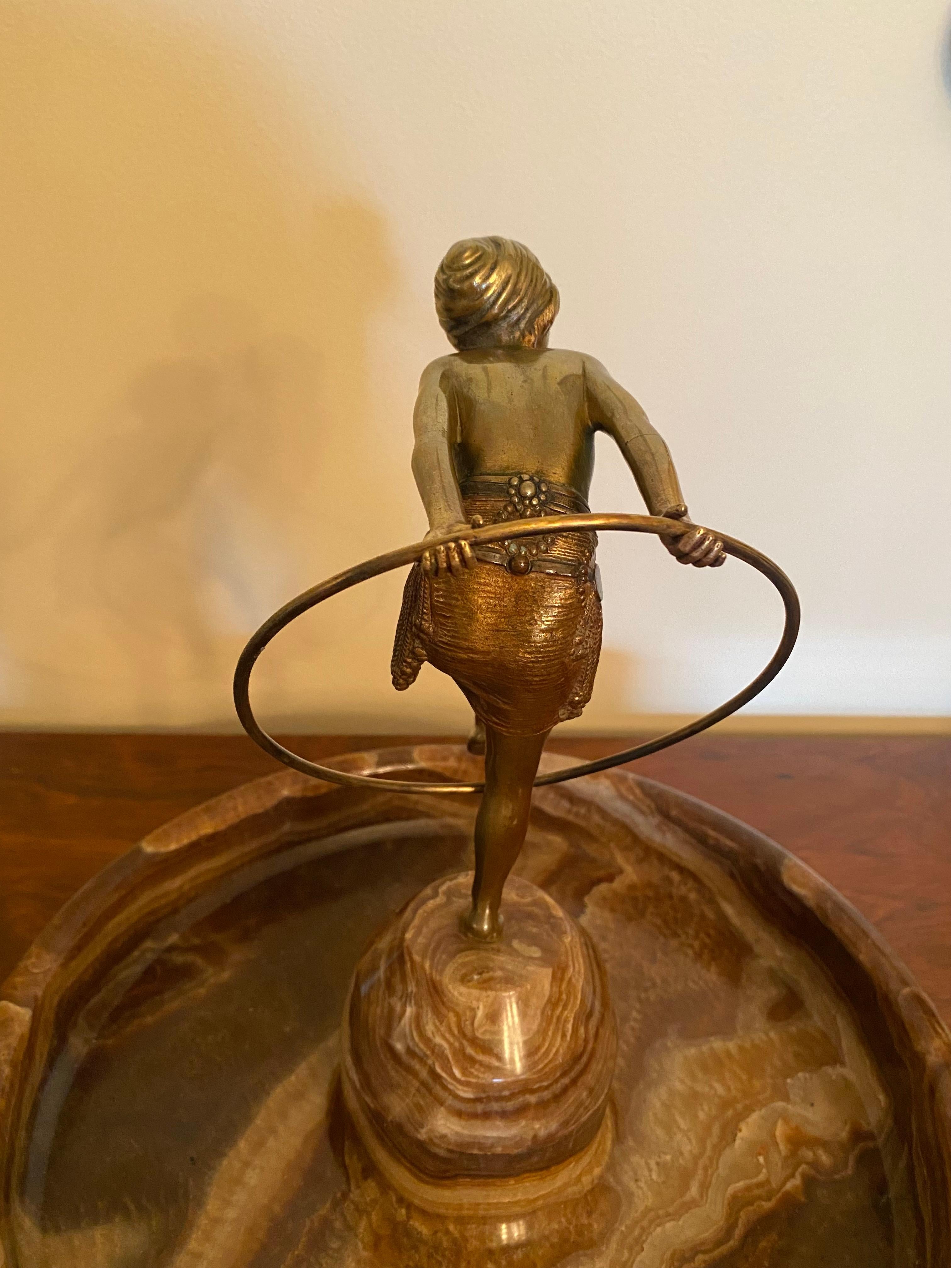 Hoop Dancer - Gold Figurative Sculpture by Demetre Chiparus
