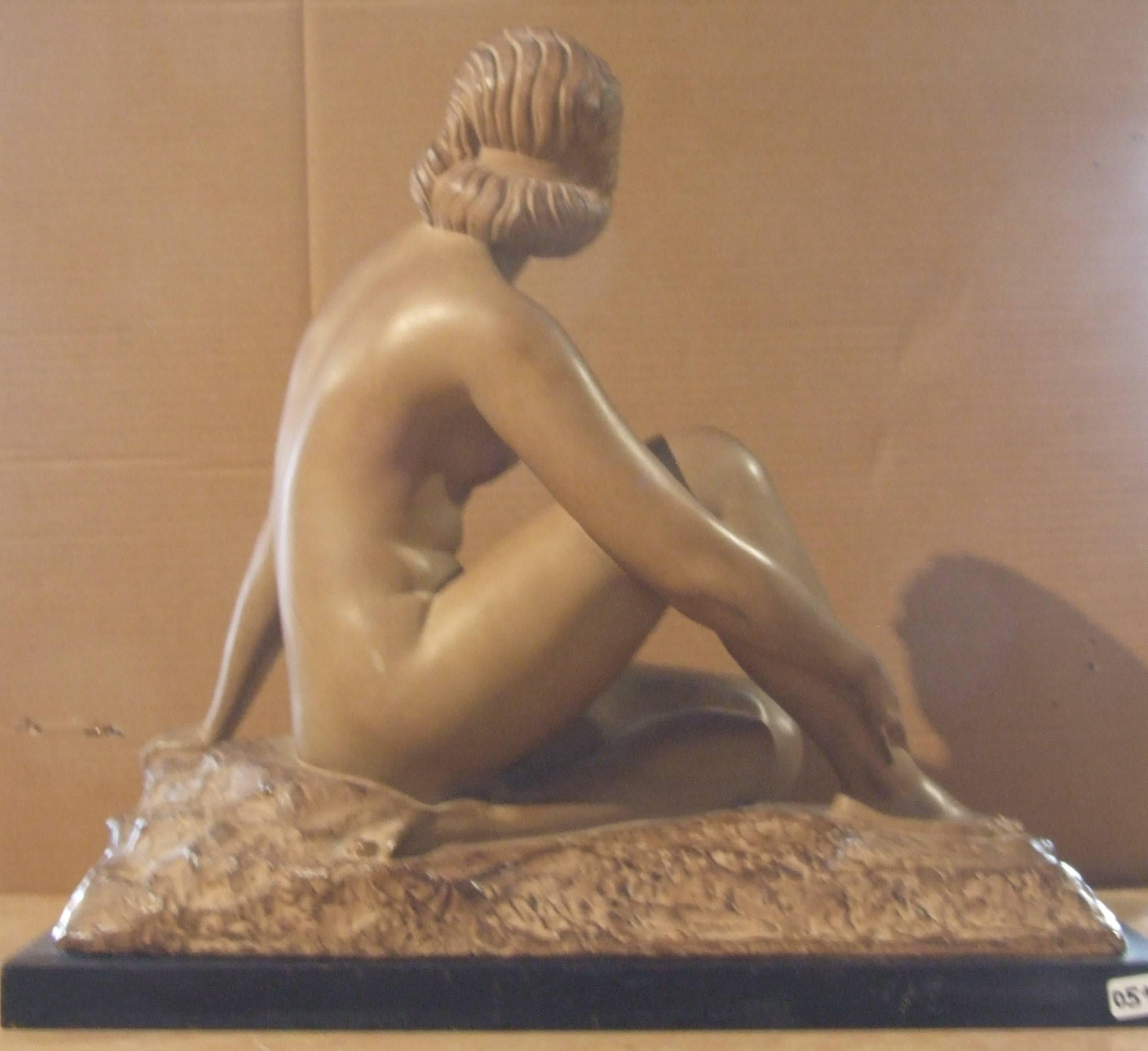 woman - Gray Nude Sculpture by Demetre Chiparus