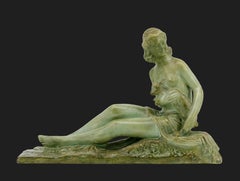 Scultura in terracotta di Demetre Chiparus con busto di donna, 1920