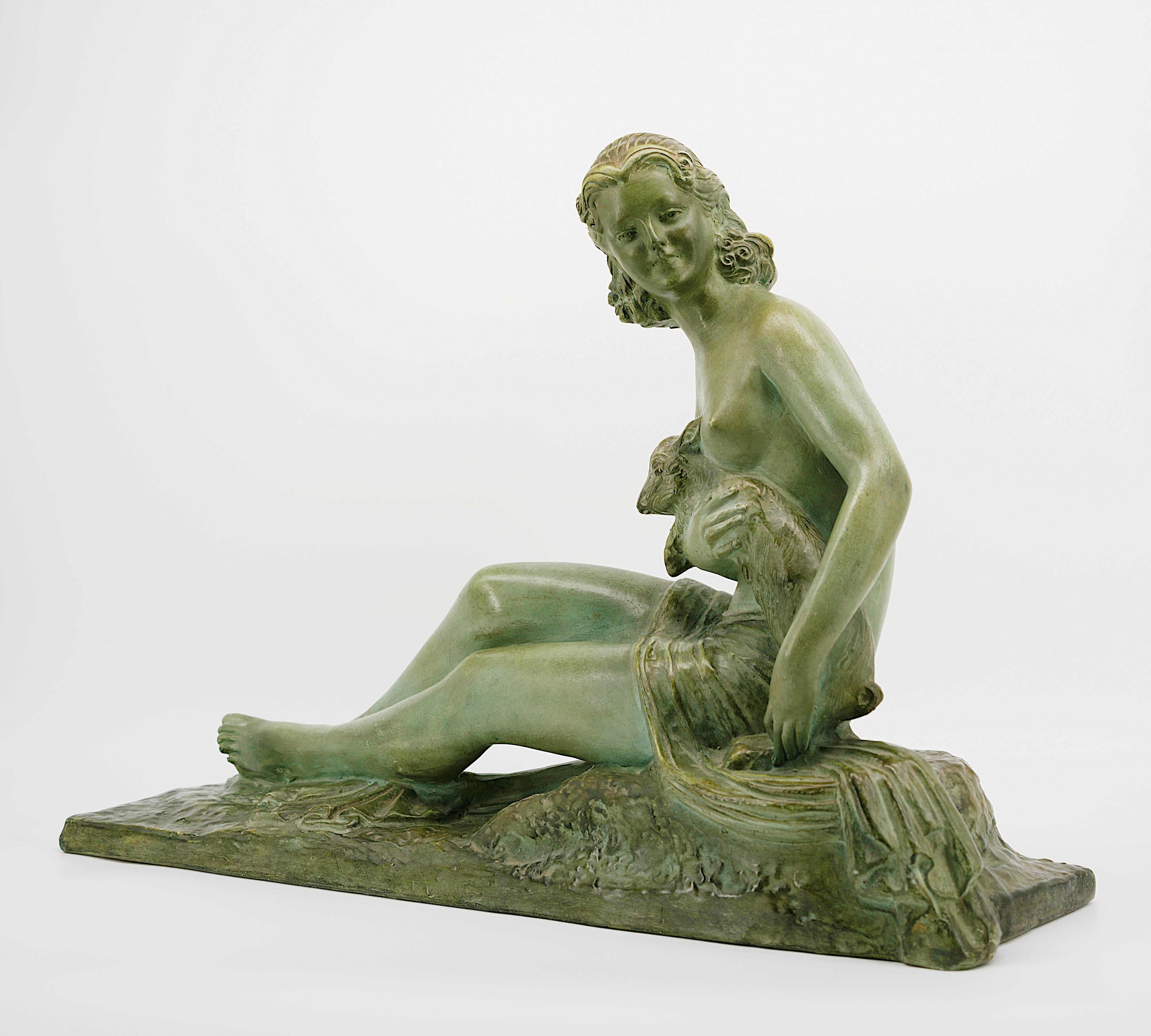 Art Déco Scultura in terracotta di Demetre Chiparus con busto di donna, 1920 in vendita