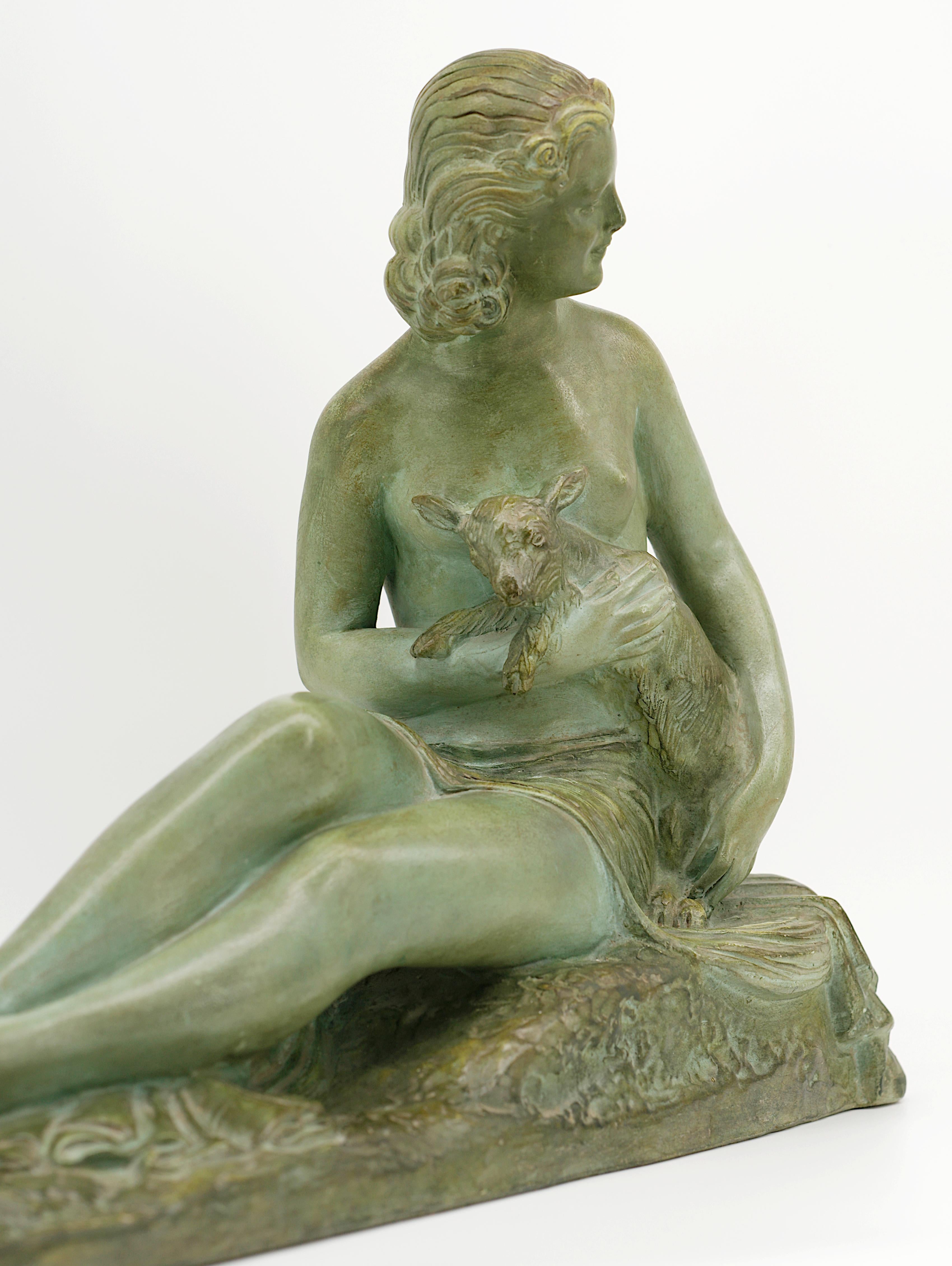 Inizio XX secolo Scultura in terracotta di Demetre Chiparus con busto di donna, 1920 in vendita