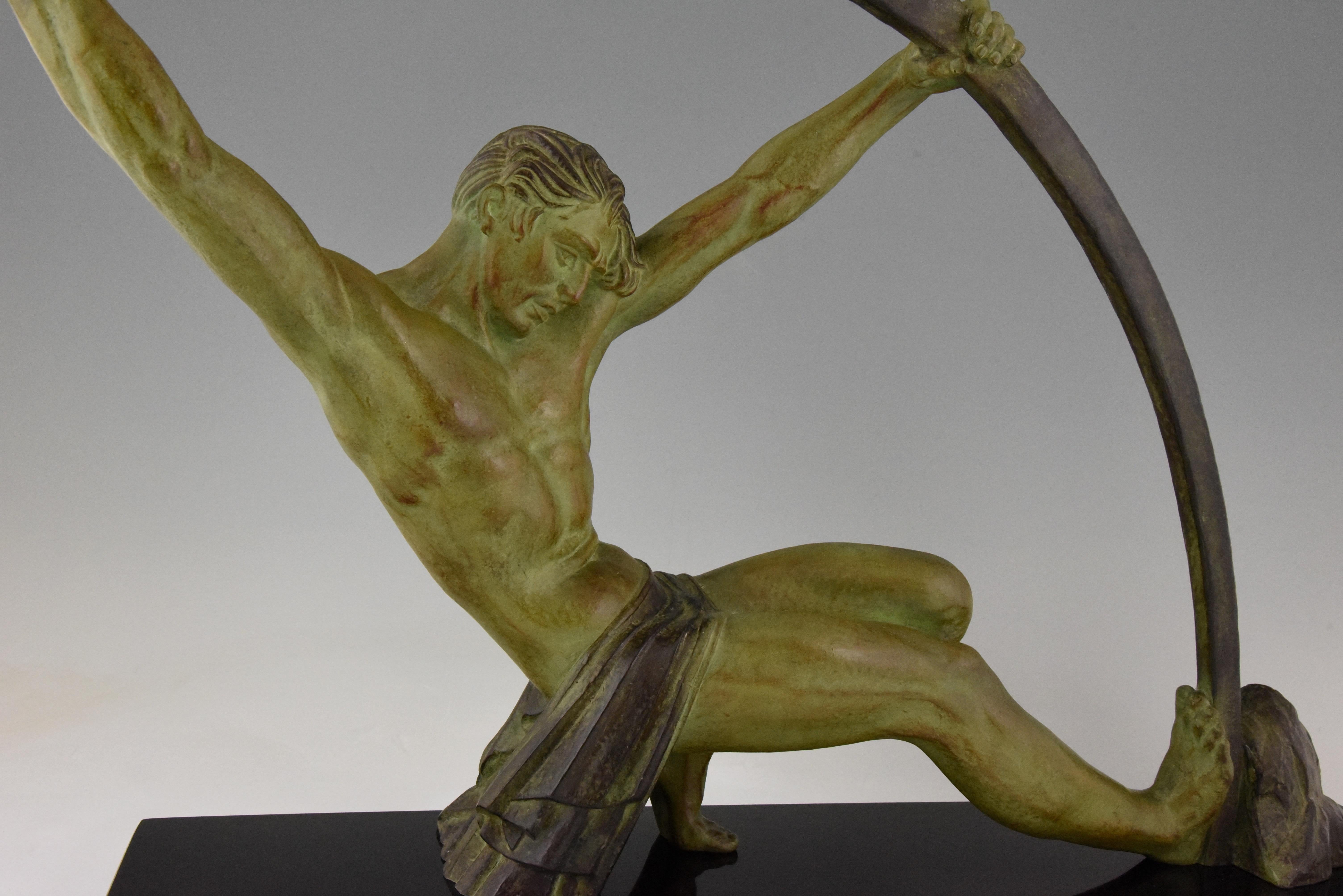 Demetre H. Chiparus Art Deco Sculpture Bending Bar Man 