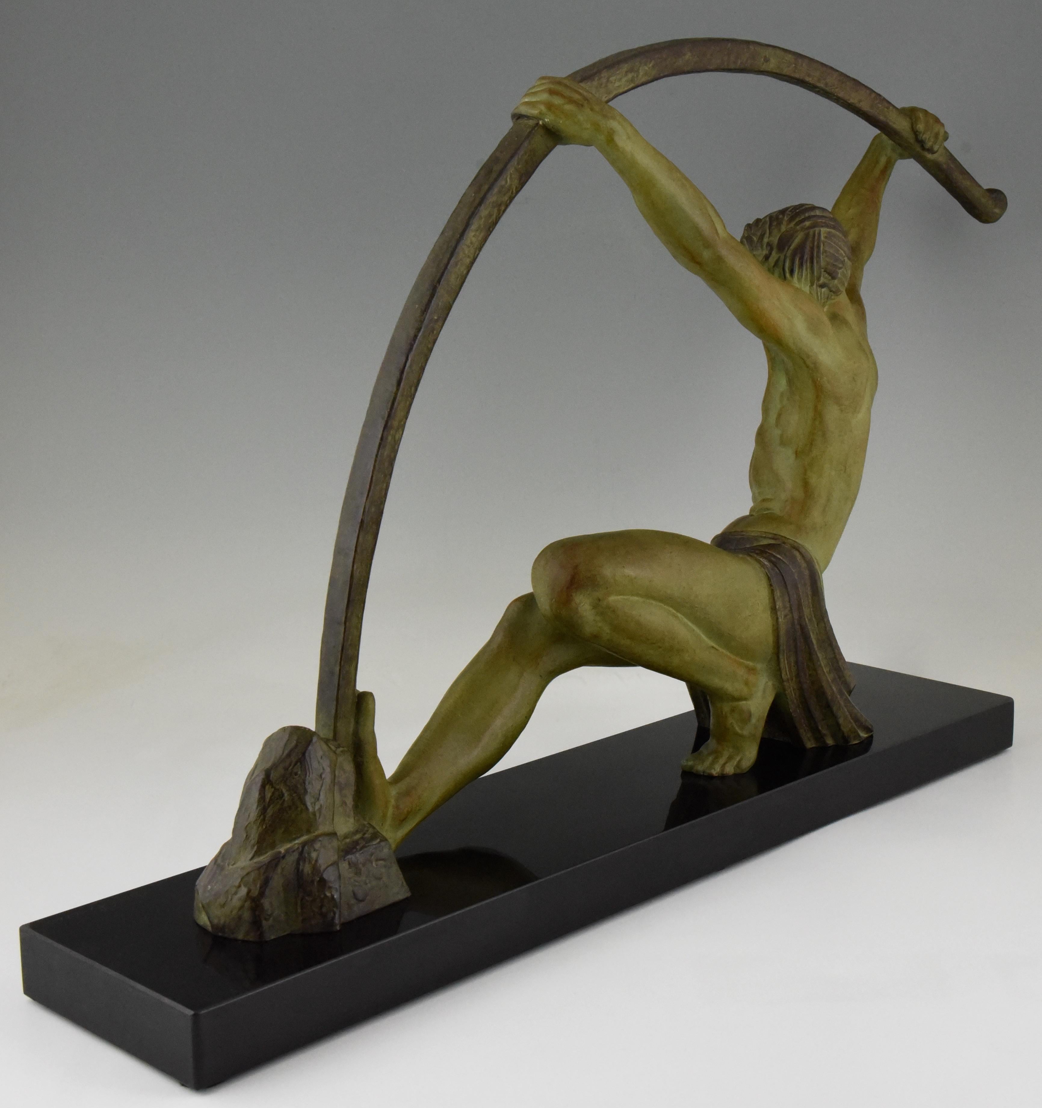 Demetre H. Chiparus Art Deco Sculpture Bending Bar Man 