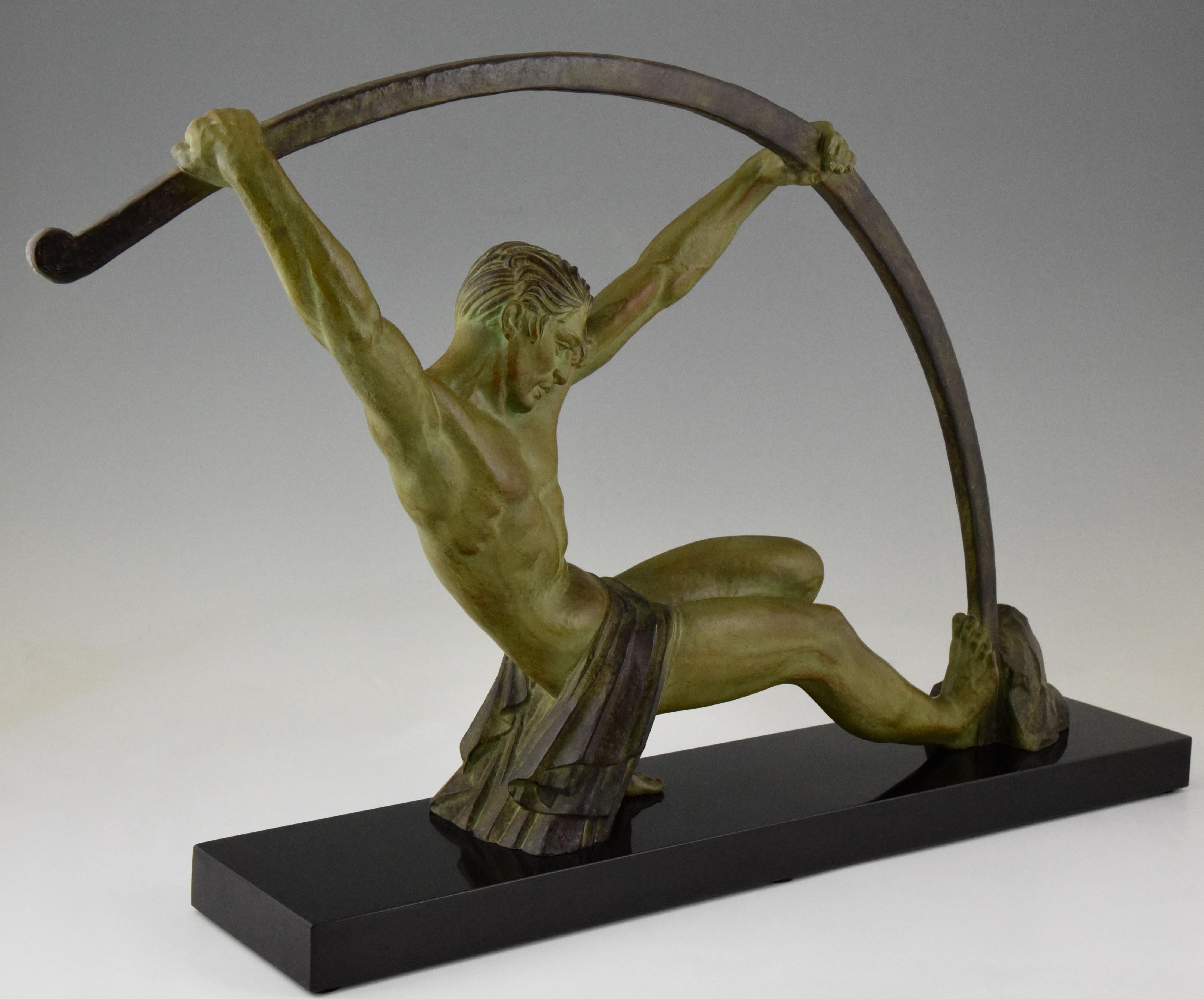 Demetre H. Chiparus Art Deco Sculpture Bending Bar Man 