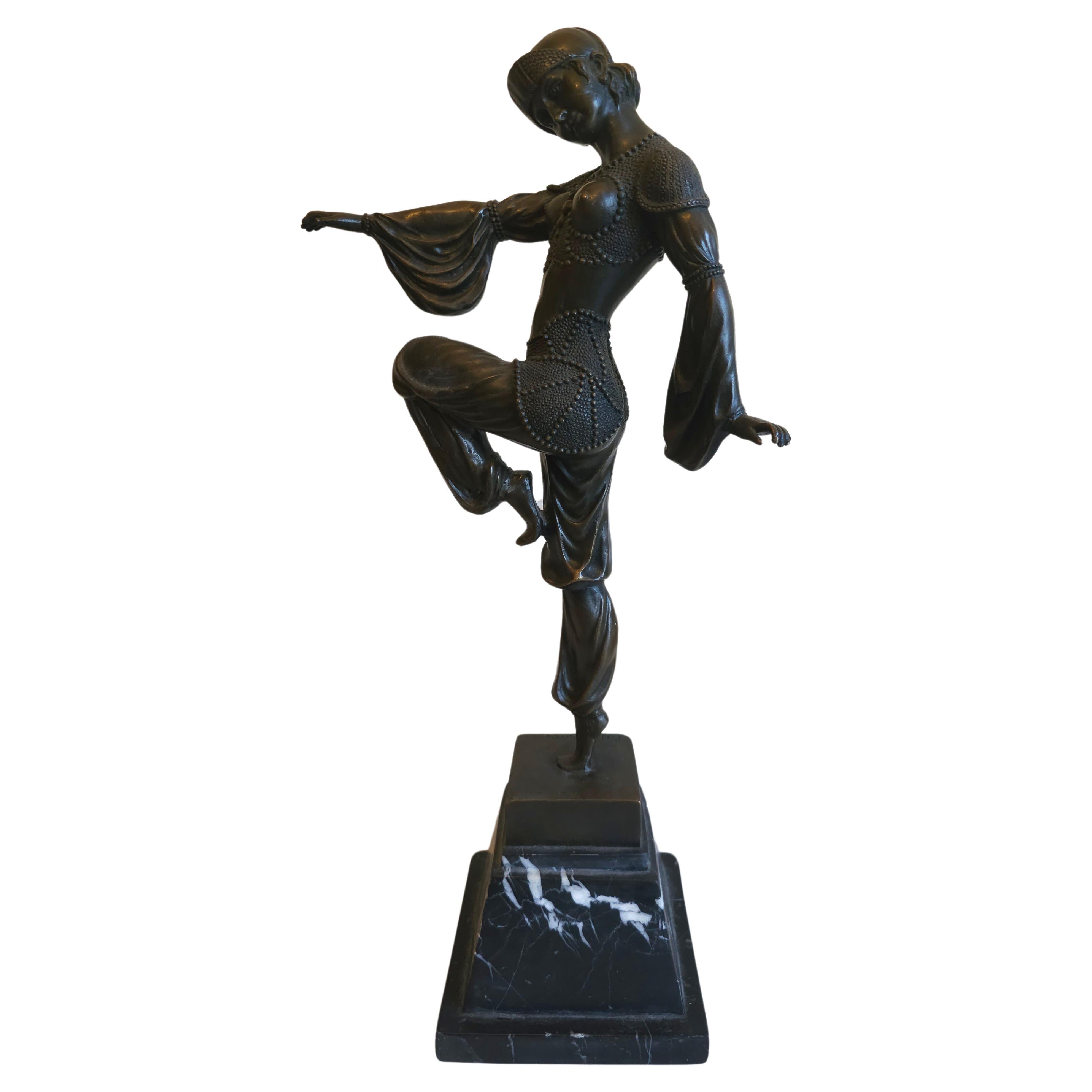 French Demetre Haralamb Chiparus (1886 - 1947), Art Deco Dancer Bronze Sculpture  For Sale