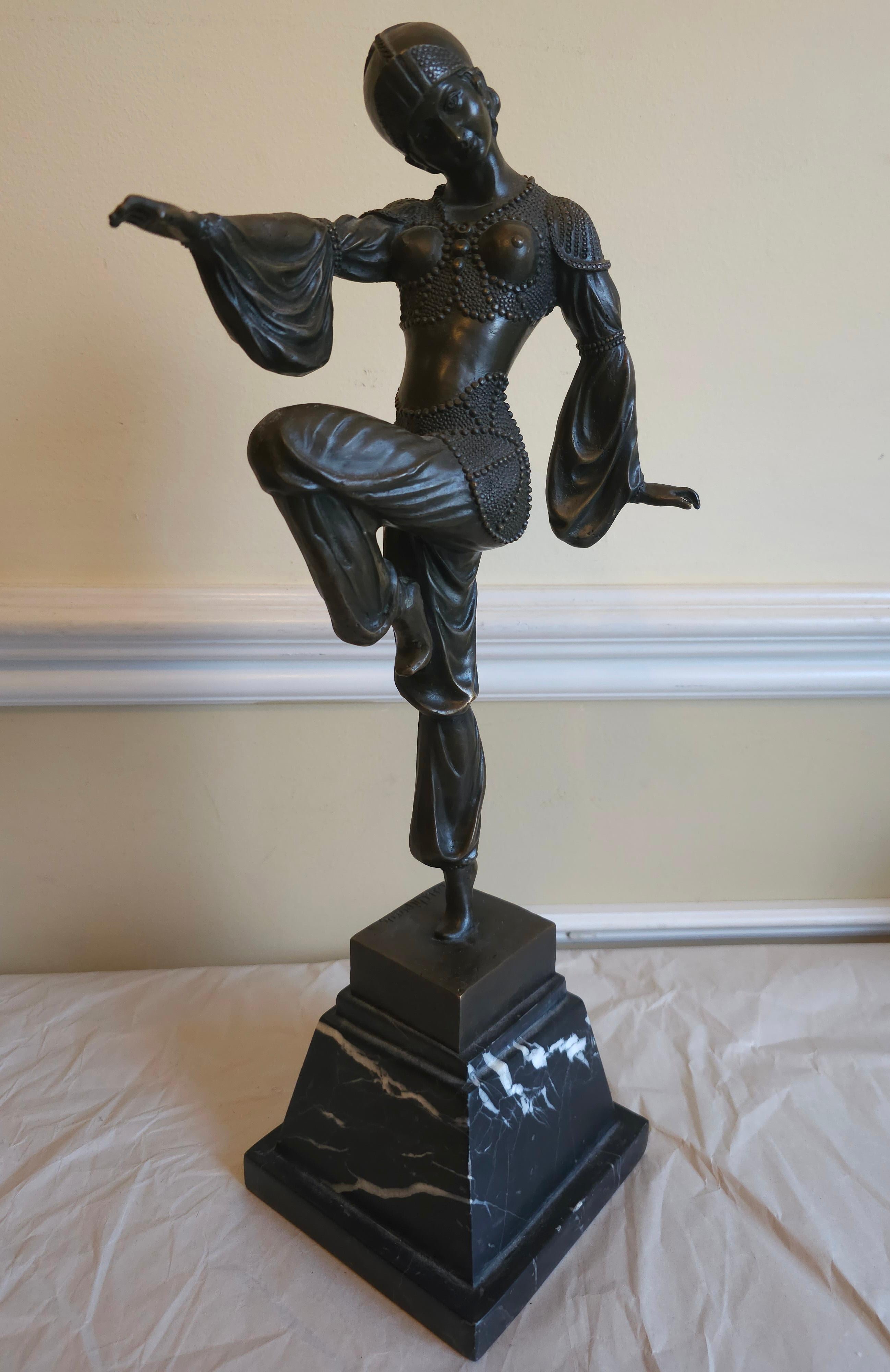 Metalwork Demetre Haralamb Chiparus (1886 - 1947), Art Deco Dancer Bronze Sculpture  For Sale