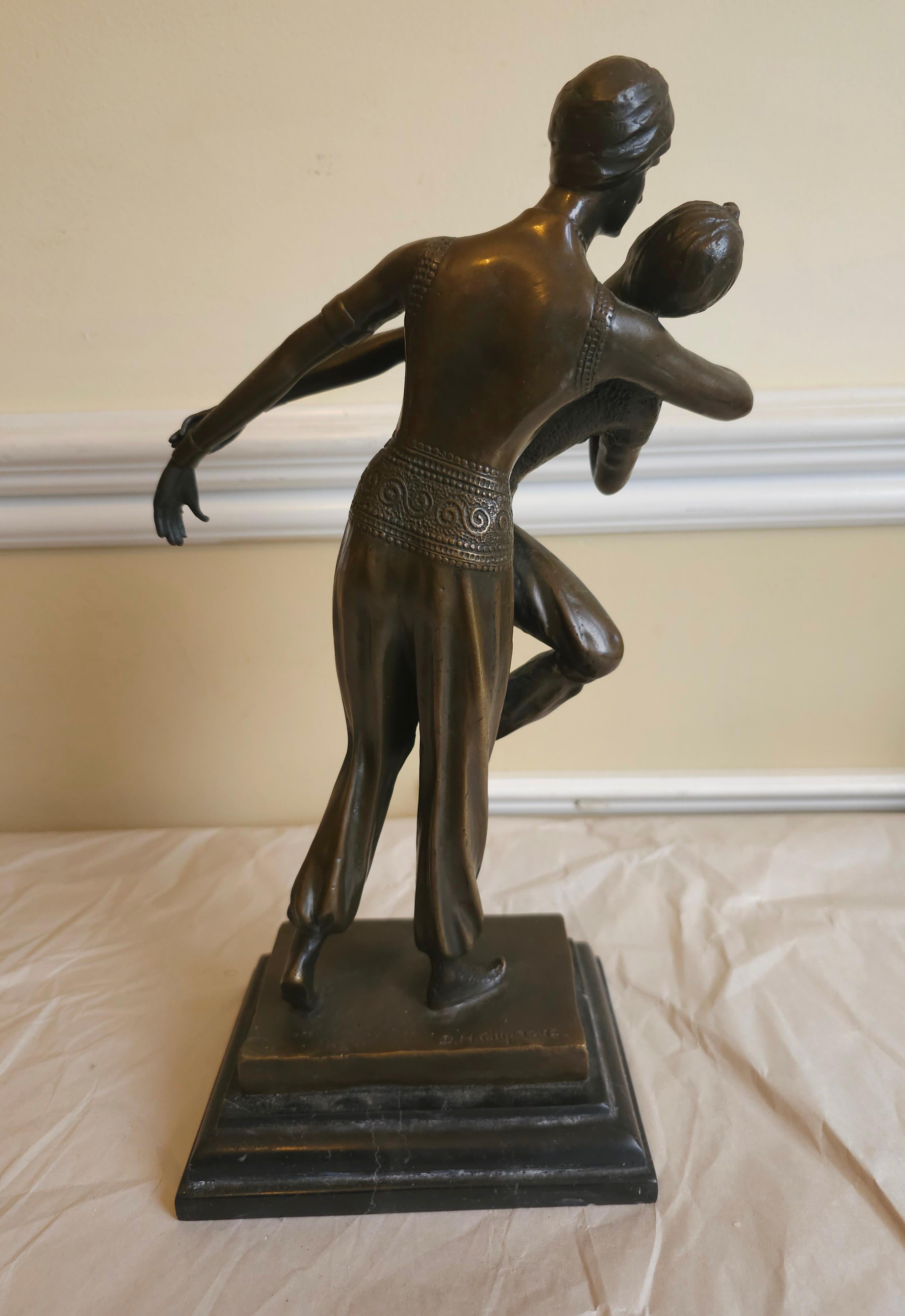 French Demetre Haralamb Chiparus (1886 - 1947), Art Deco Dancers, Bronze Figures For Sale