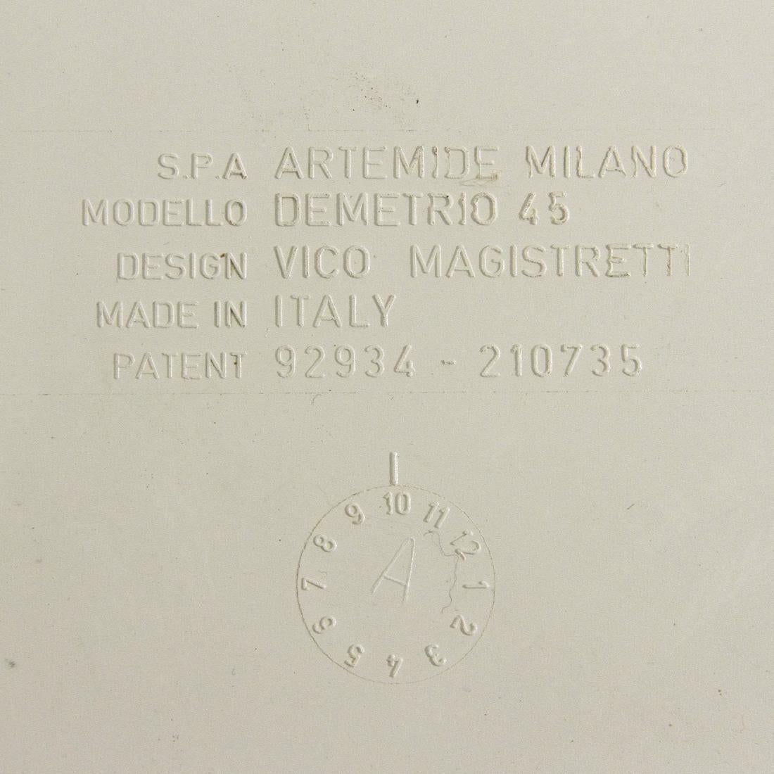 Mid-20th Century “Demetrio 45” White Coffee Table by Vico Magistretti for Artemide, 1960s For Sale