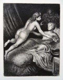 Lovers in Bed - Original etching, 1943