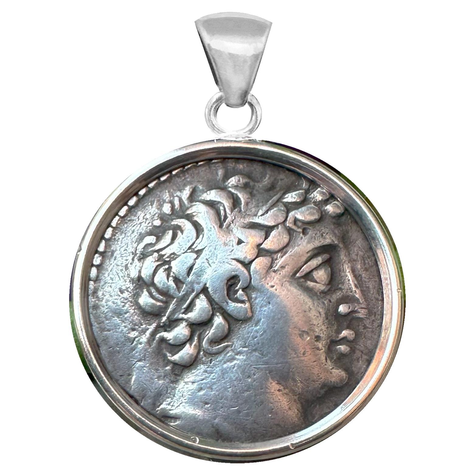 DEMETRIOS II Genuine Ancient Greek coin 145-125 BC Silver Pendant
