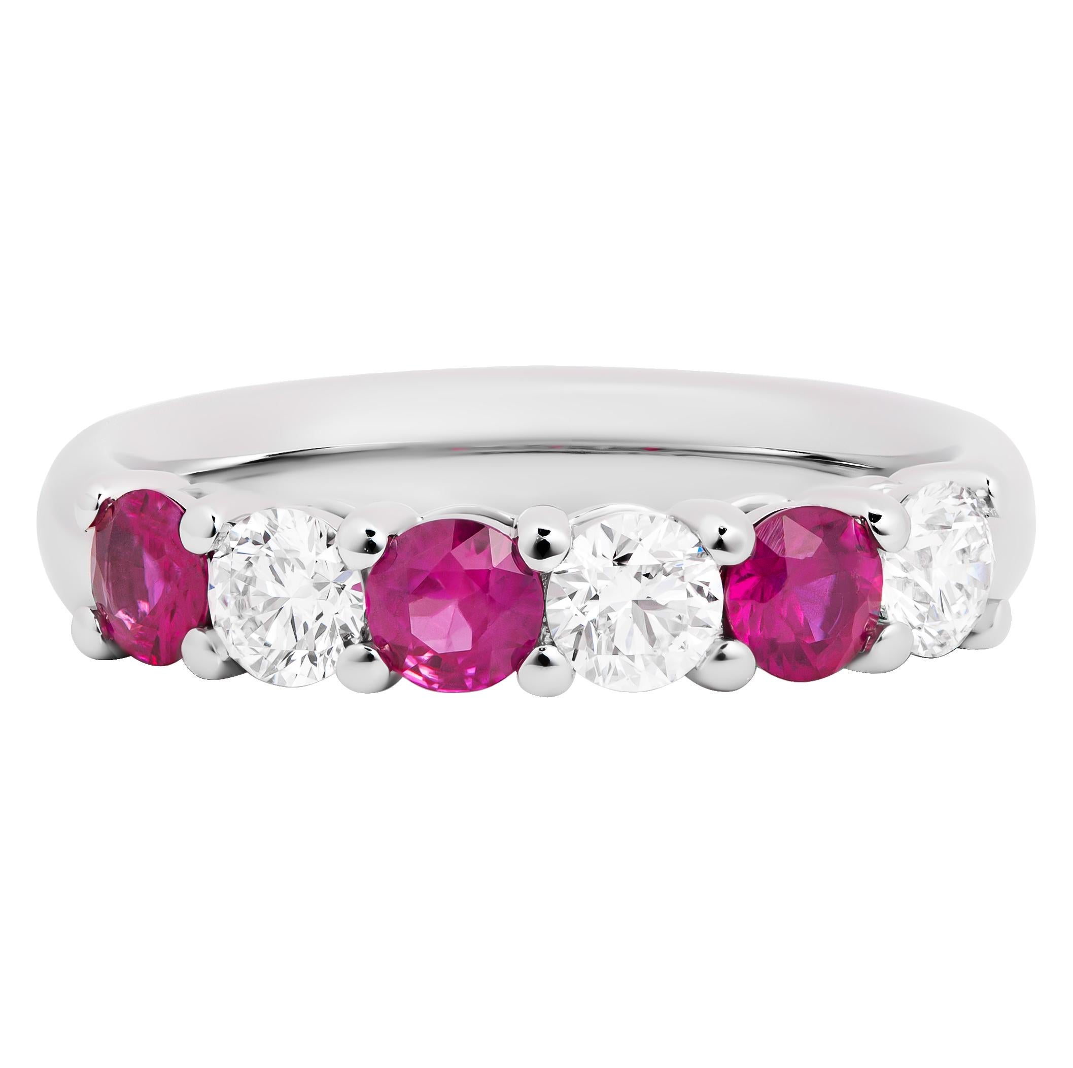 Demi band in 950PT with ruby and diamonds
Size: 5.75
Total carat weight of ruby: 0.85ct
Total carat weight of diamonds: 0.56ct








