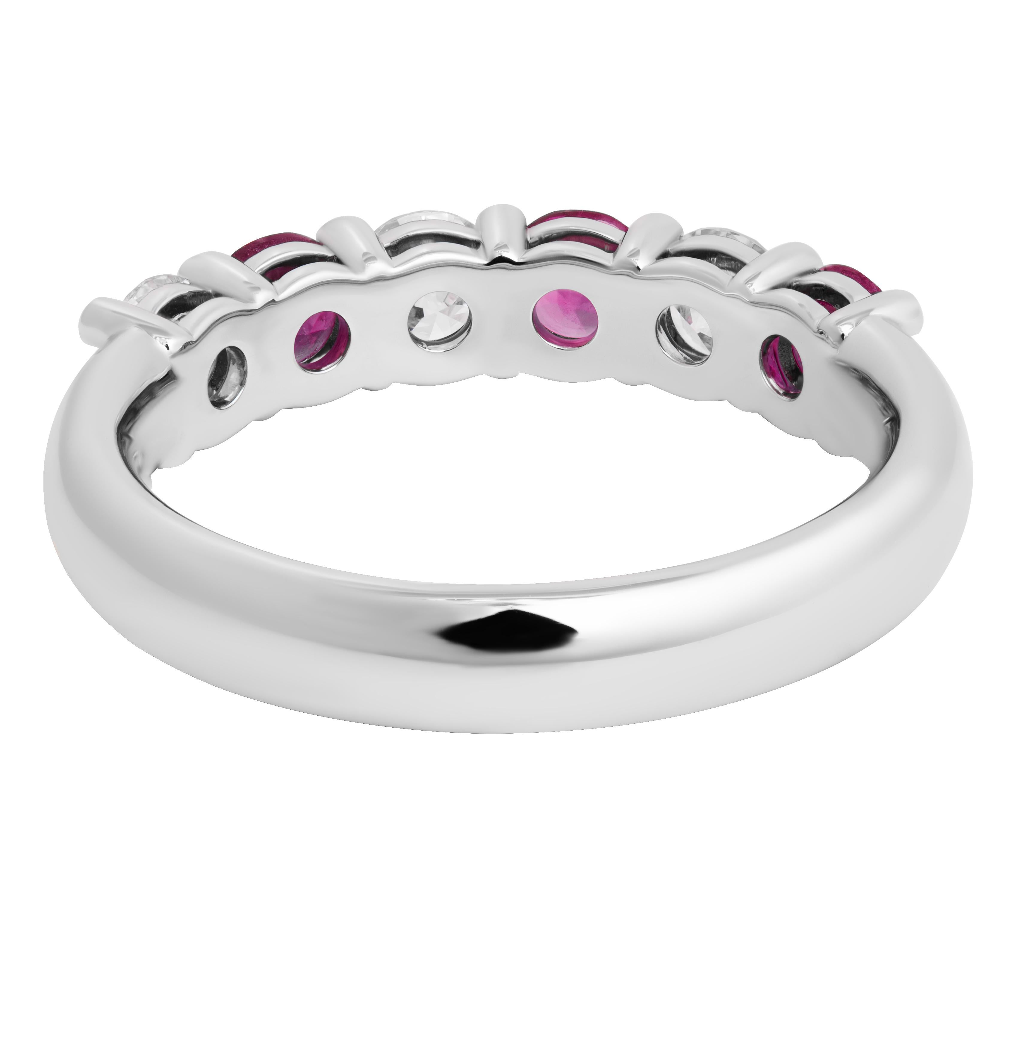 Modern Demi Band with Diamonds & Rubies For Sale