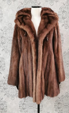 Cappotto in pelliccia di visone Demi buff con cappuccio staccabile taglia 4-6