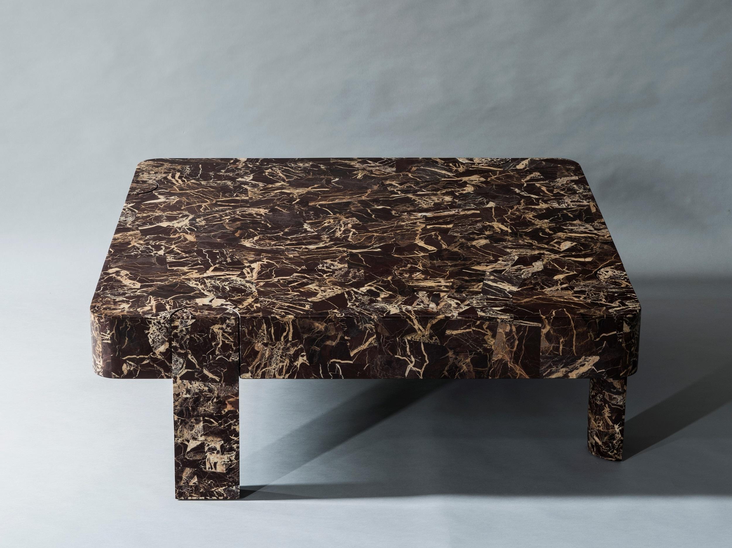 Indian Demi Coffee Table I by DeMuro Das in Claret Dolomite For Sale
