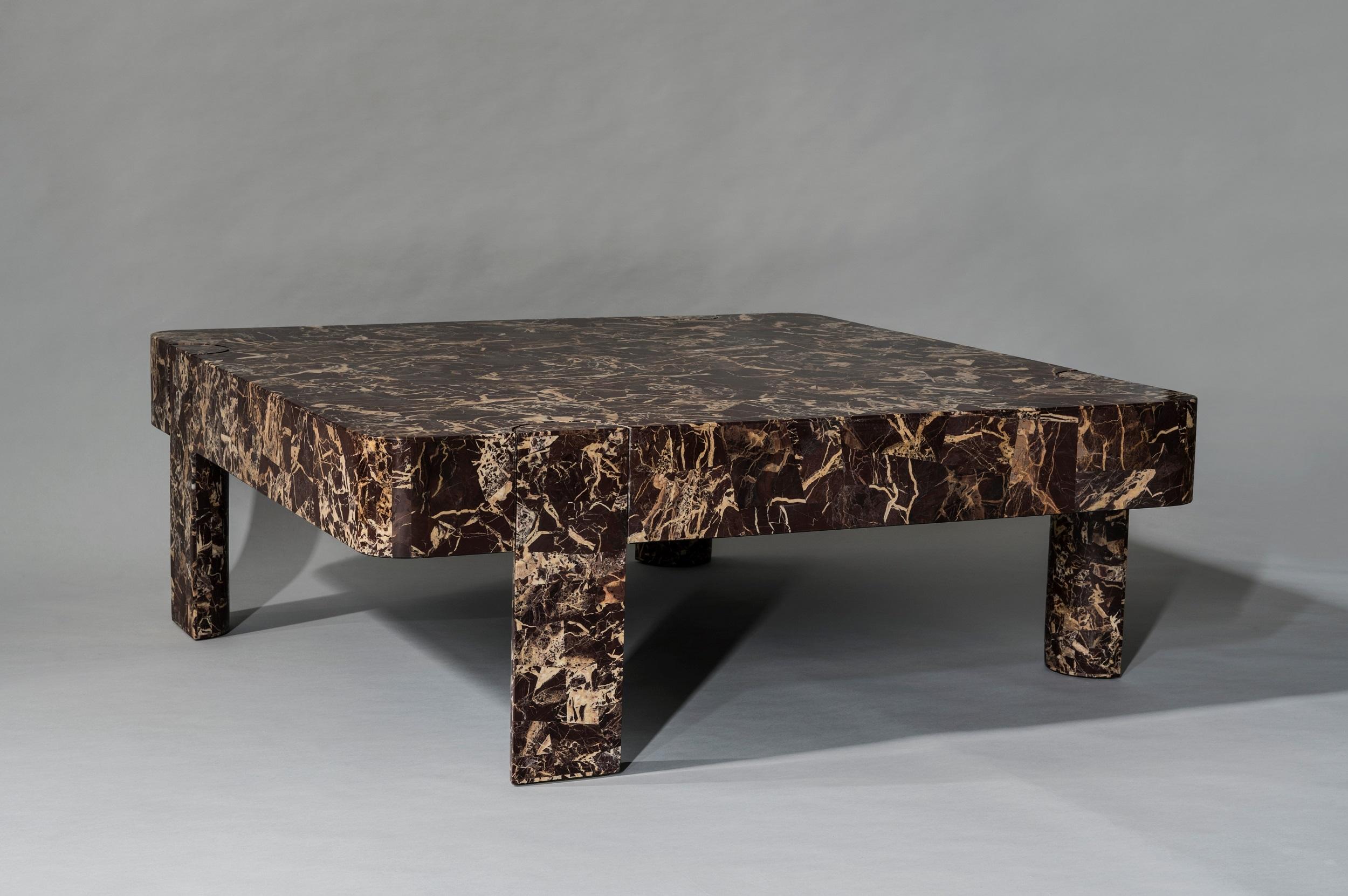Demi Coffee Table I by DeMuro Das in Claret Dolomite In New Condition For Sale In New York, NY