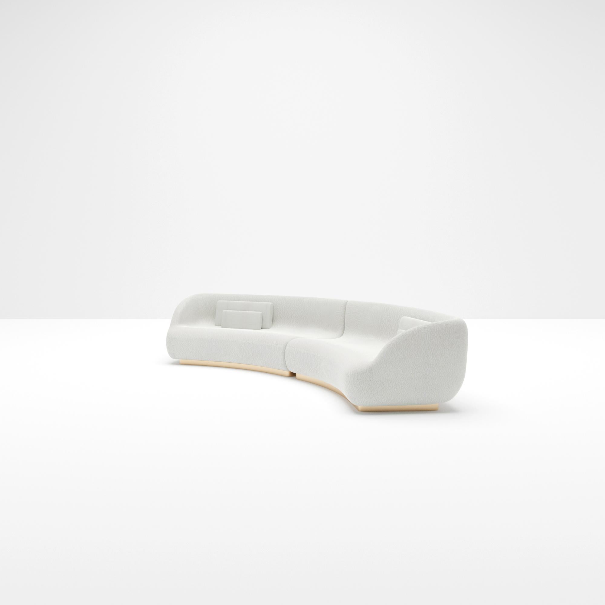 Organic Modern Demi-Lune, 21st Century Curved Design Dual Element Low Couch