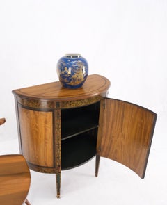 Demi Lune Adams Style Satin Wood Console Cabinet Dresser Server Entry Chest Bar