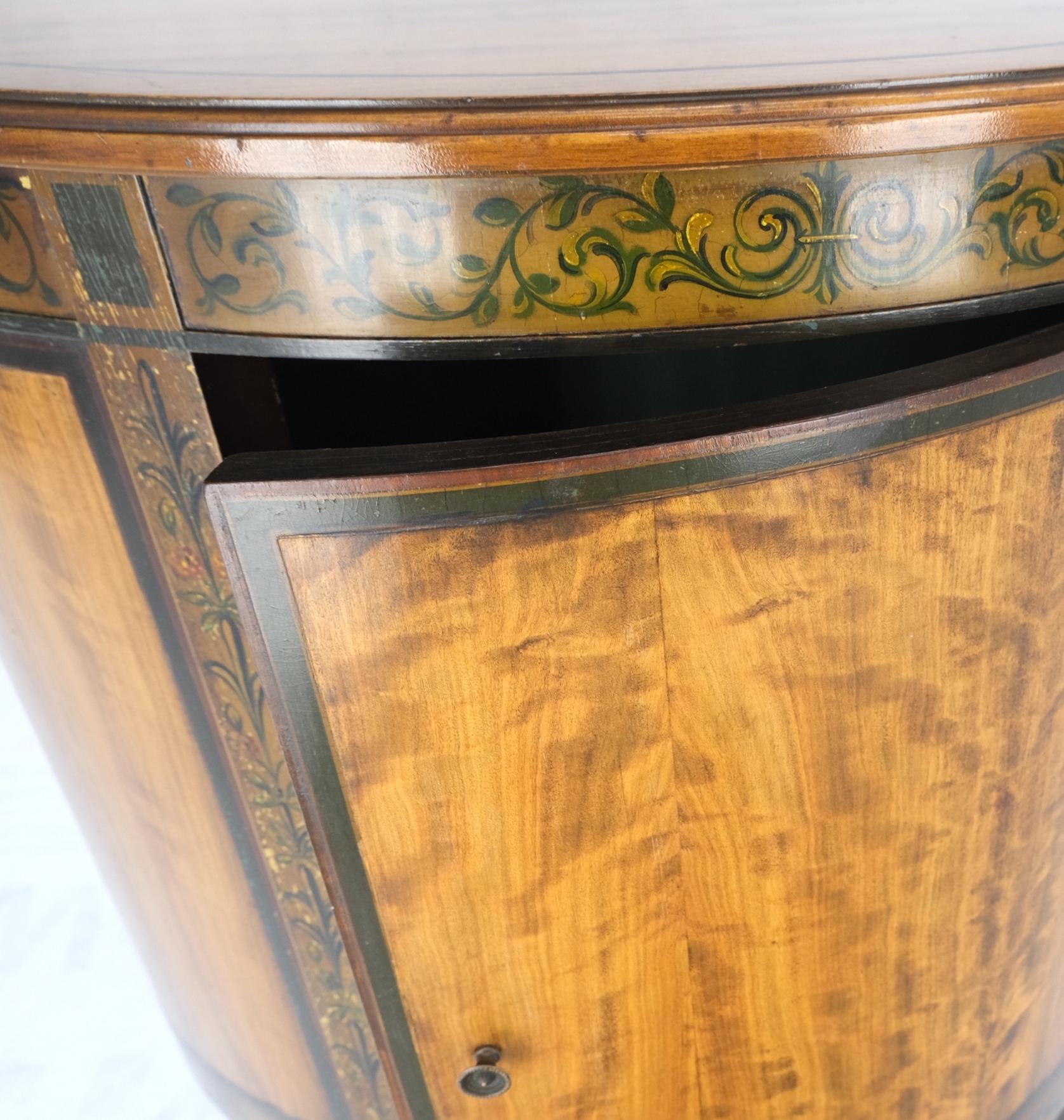 Demi Lune Adams Style Satin Wood Console Cabinet Dresser Server Entry Chest Bar In Good Condition For Sale In Rockaway, NJ