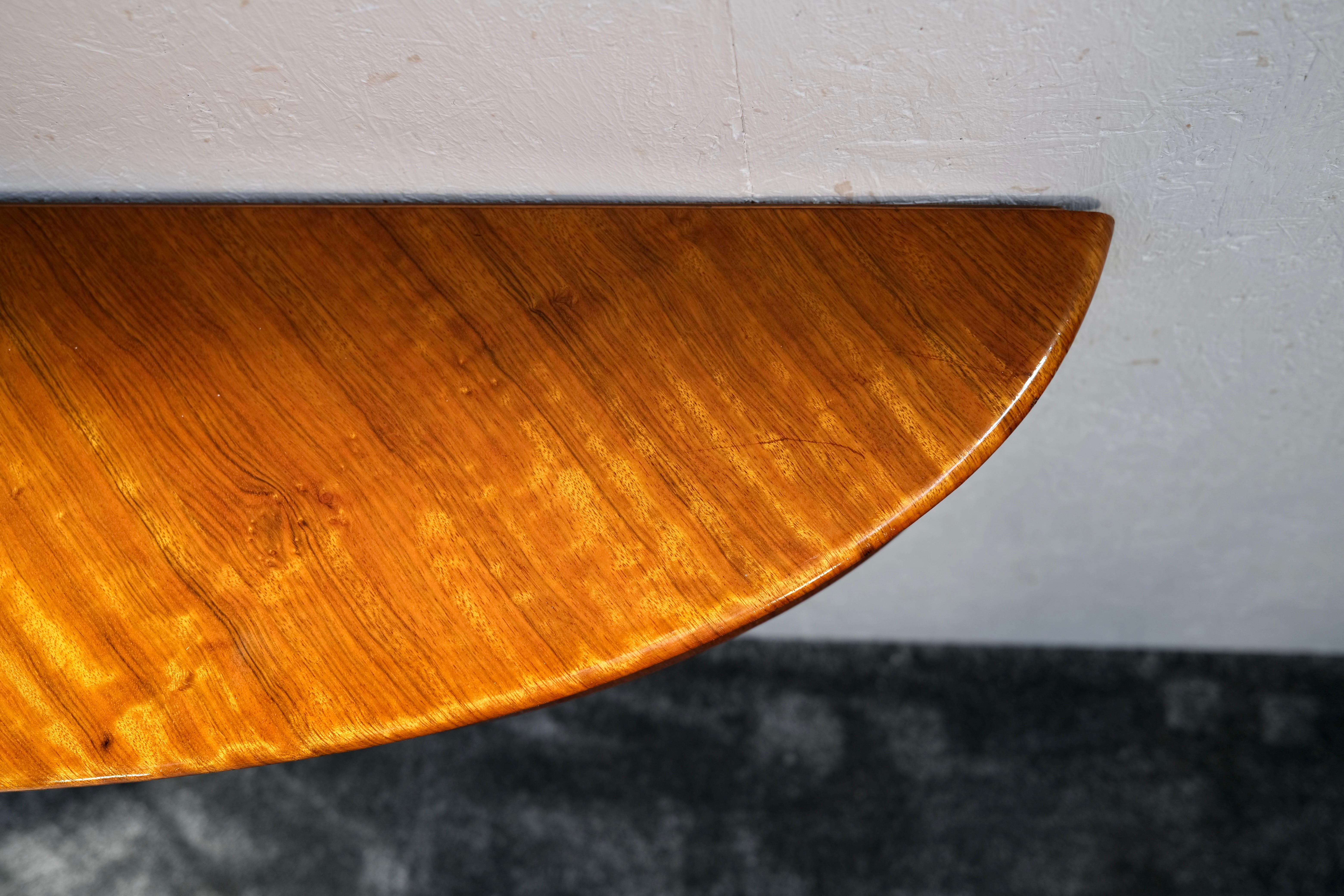 Demi-Lune Art Deco Wall Mounted Console in Mahogany with Drawer, France 1930s For Sale 1