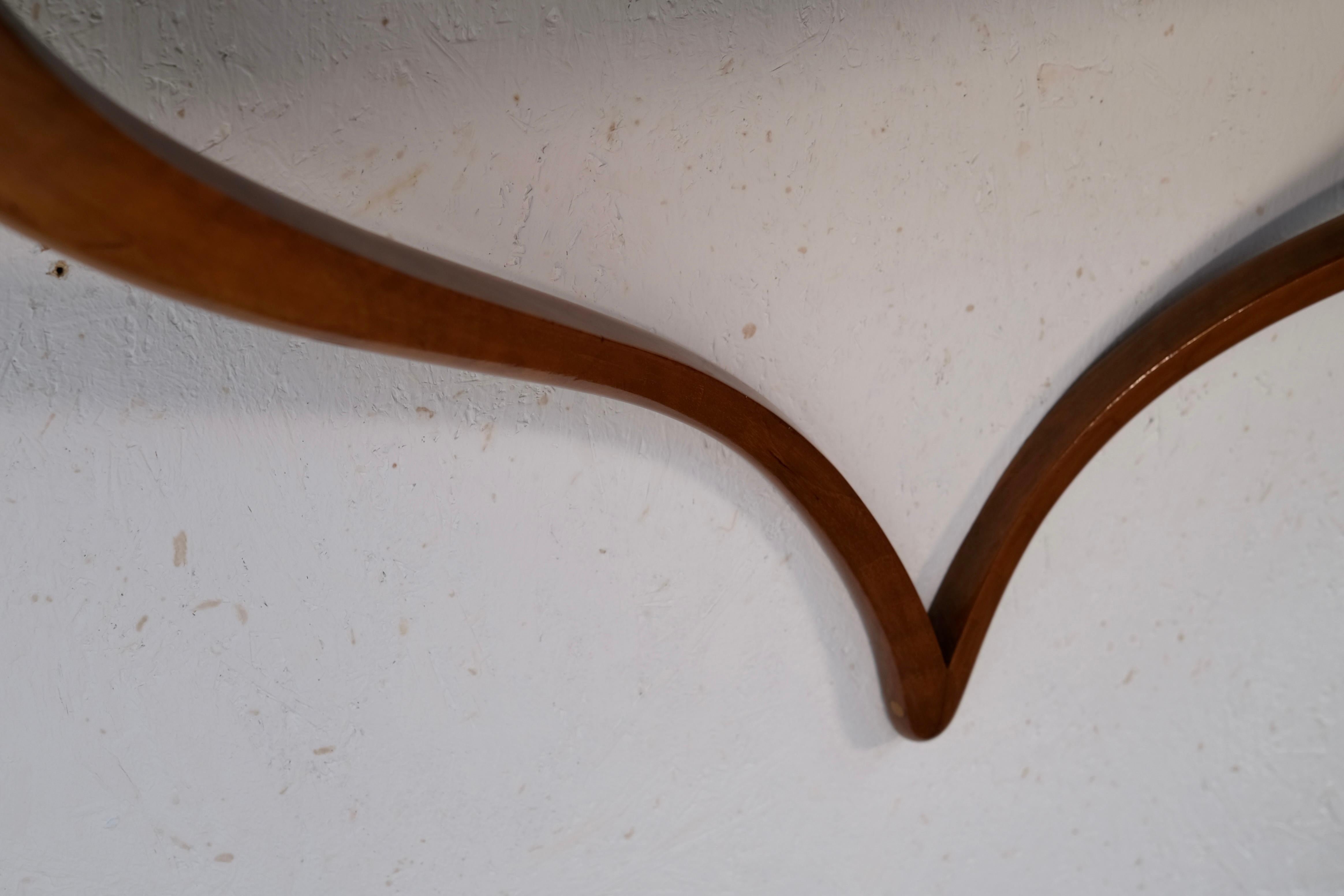 Demi-Lune Art Deco Wall Mounted Console in Mahogany with Drawer, France 1930s For Sale 3