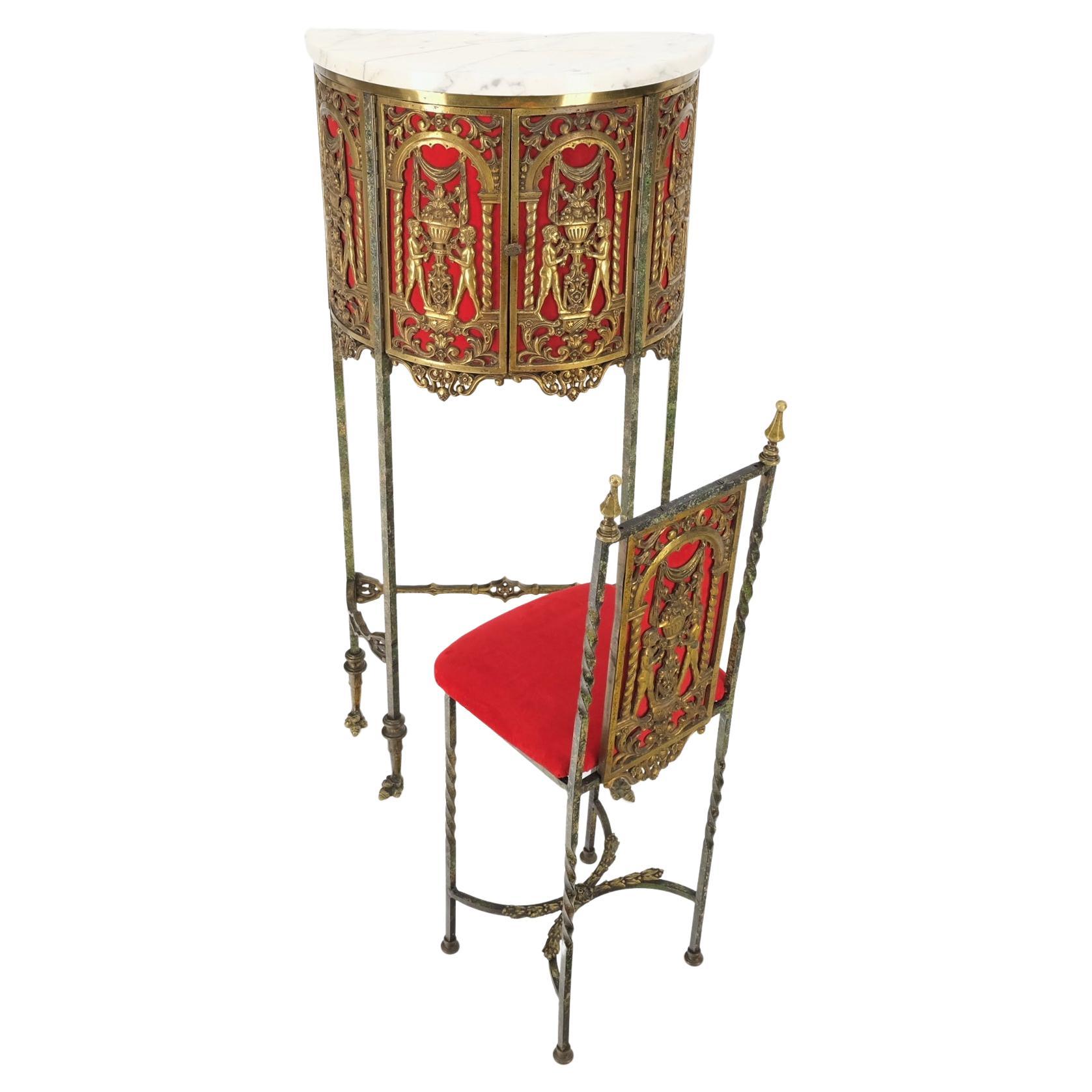 Sehr feine Demi Lune Bronze Ornamente montieren dekoriert Petit Konsole Tisch mit Stuhl Minze.
Der Stuhl misst 10 x 10 x 32 x 18,5.