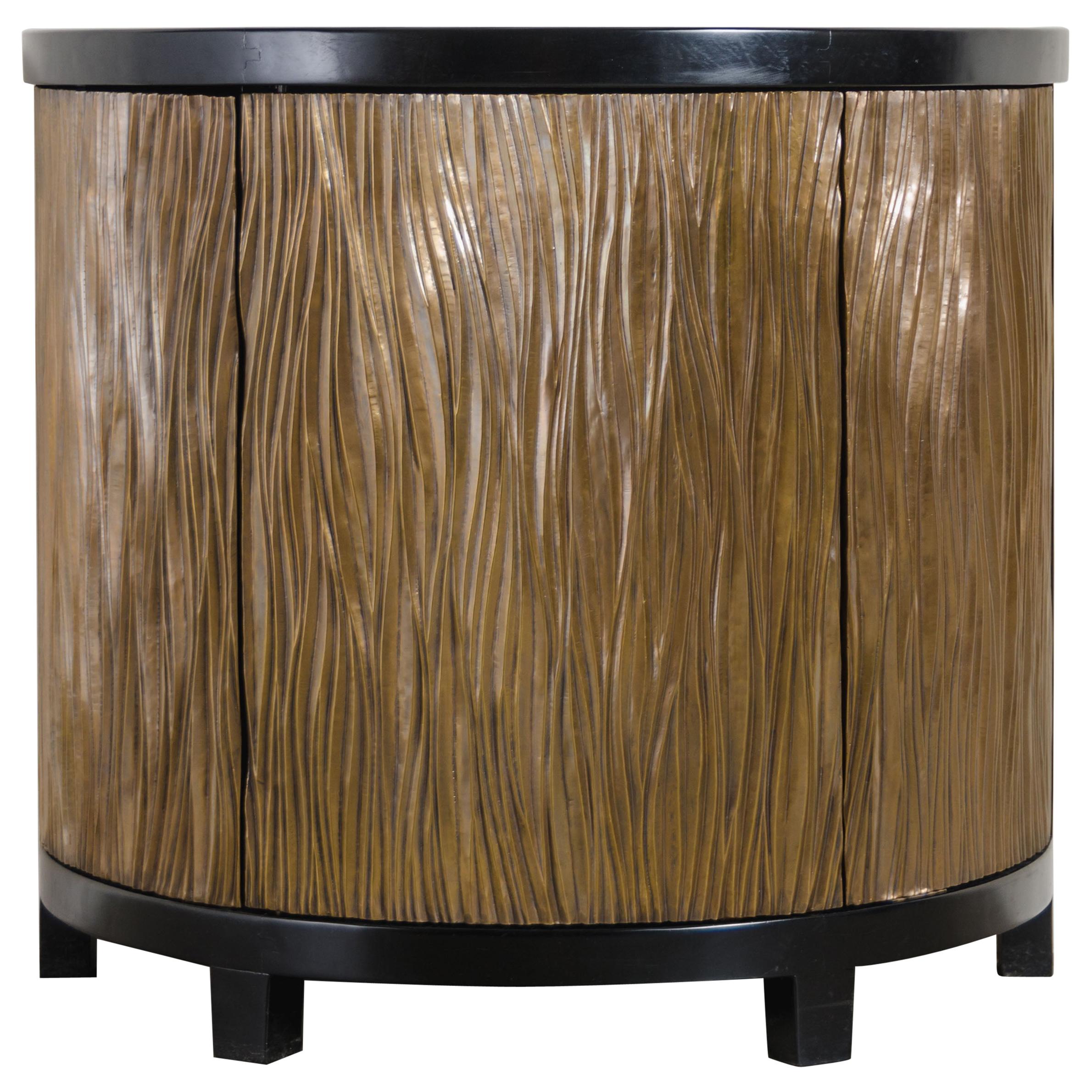 Demilune Cabinet with 3 Pleats Door, Brass by Robert Kuo, Limited Edition