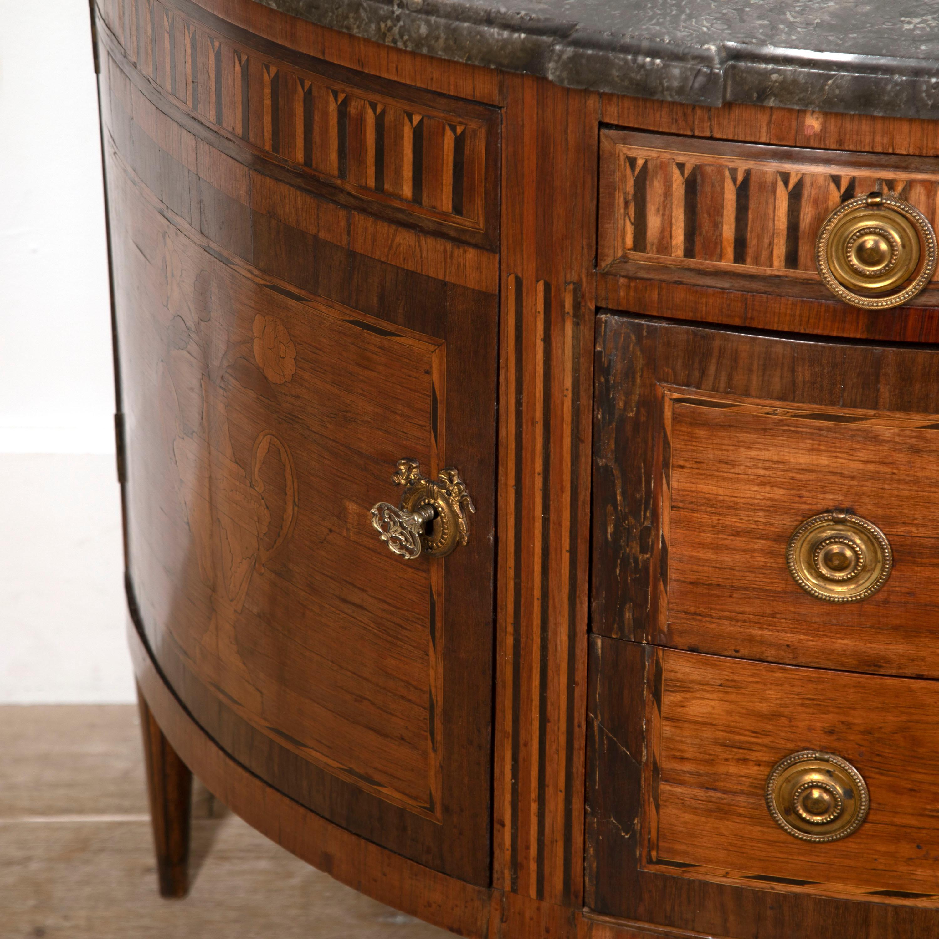 Wood Demi-Lune Commode