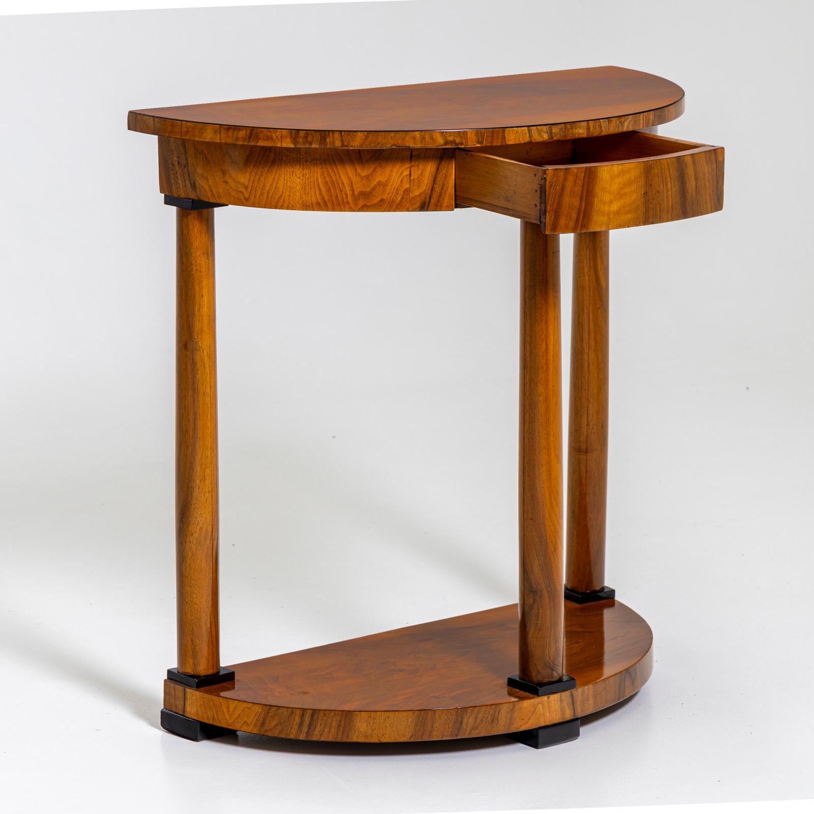 Demi-Lune Console Table in Walnut, Germany, 19th Century In Good Condition For Sale In New York, NY