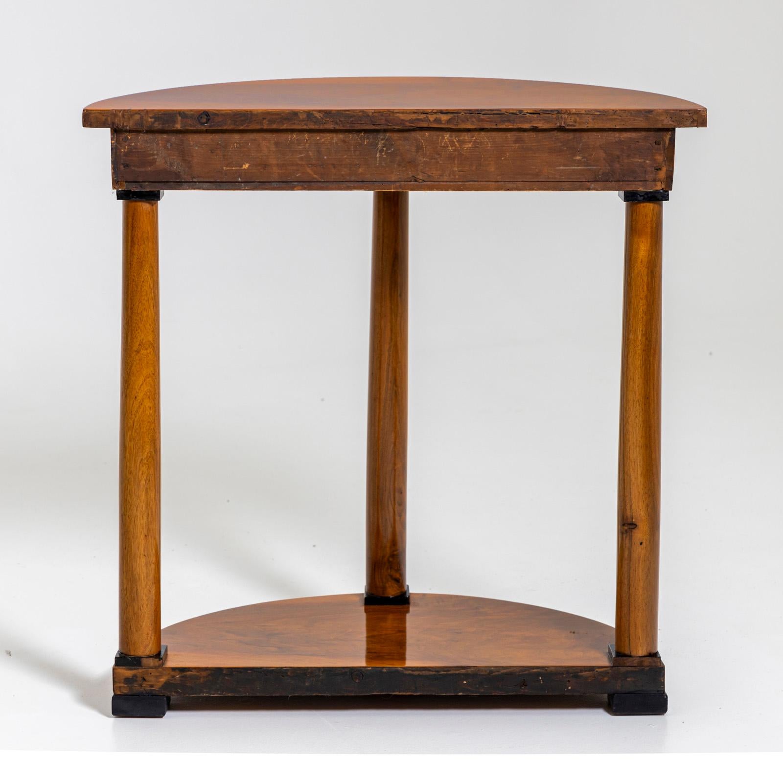 Demi-Lune Console Table in Walnut, Germany, 19th Century For Sale 1