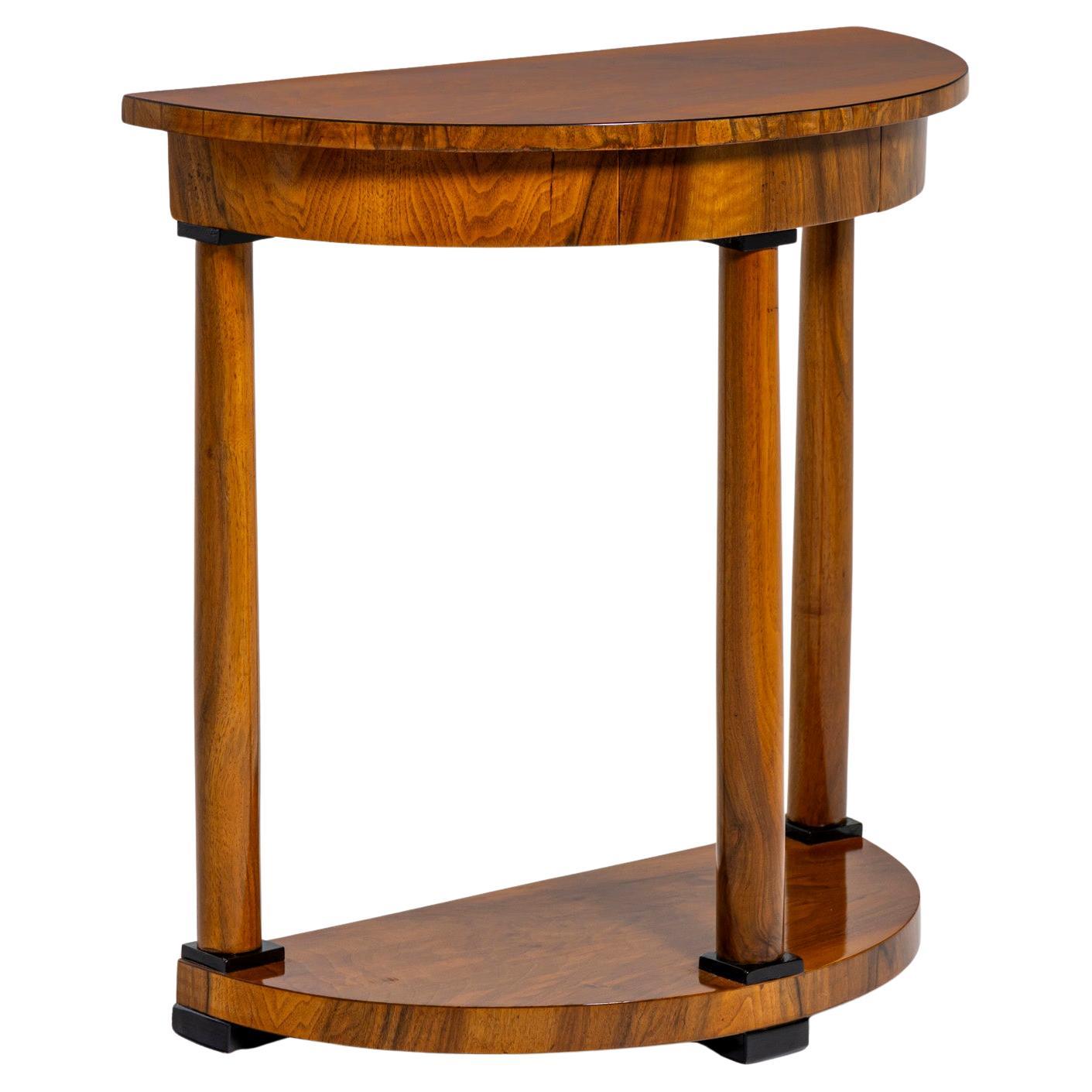 Demi-Lune Console Table in Walnut, Germany, 19th Century