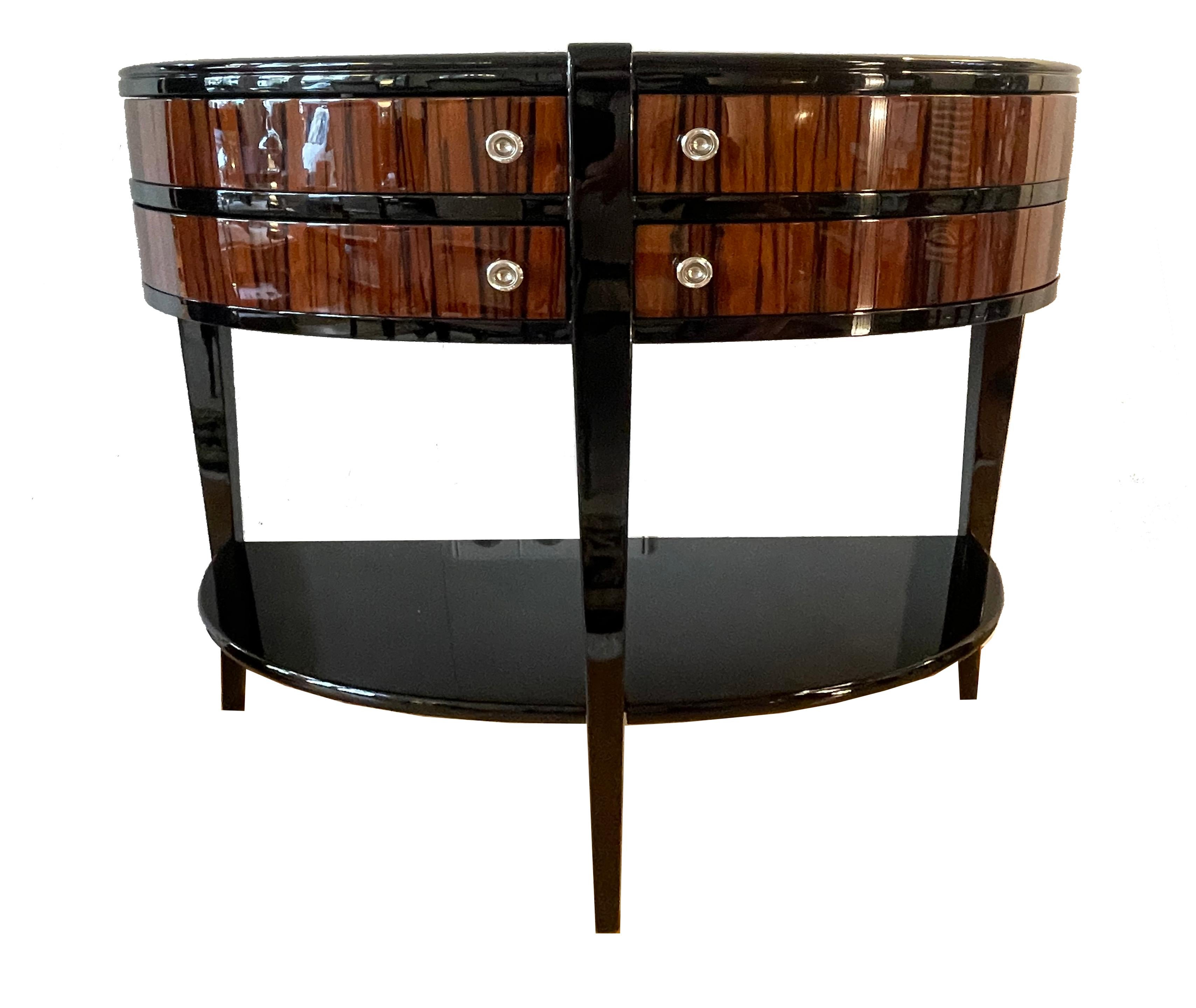 Art Deco Demi-Lune
Origin of the Form

The semicircular demi-lune console table traces its origins back to the French console and commode forms of the late 18th century (Louis XVI, Directoire), where the semicircular base was already valued as a