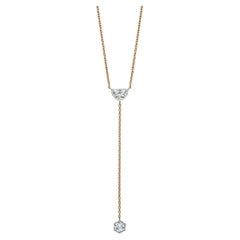 Art Deco Inspired Diamond Yellow Gold & Platinum Lariat Pendant Necklace