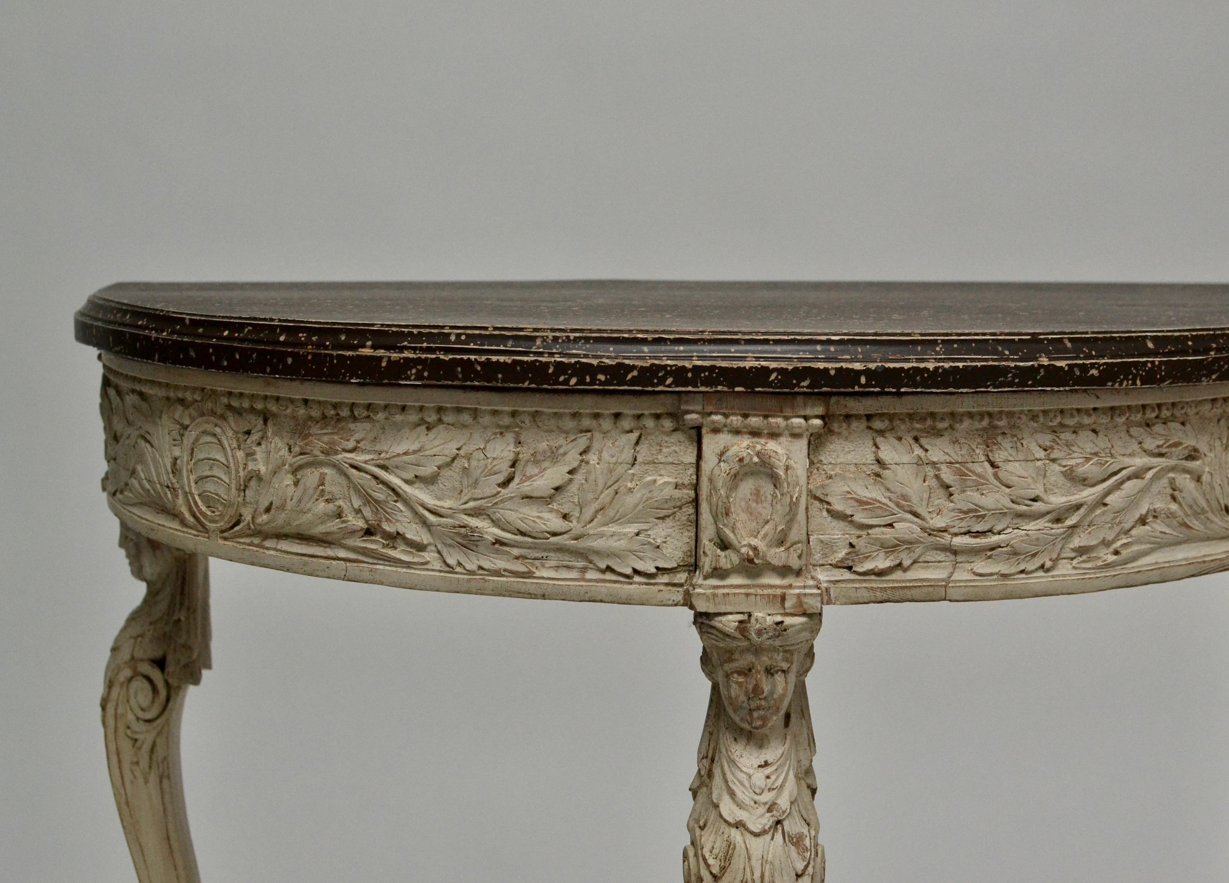 Early 19th Century Gustavian Console Table with a Faux Porphyry Painted Top