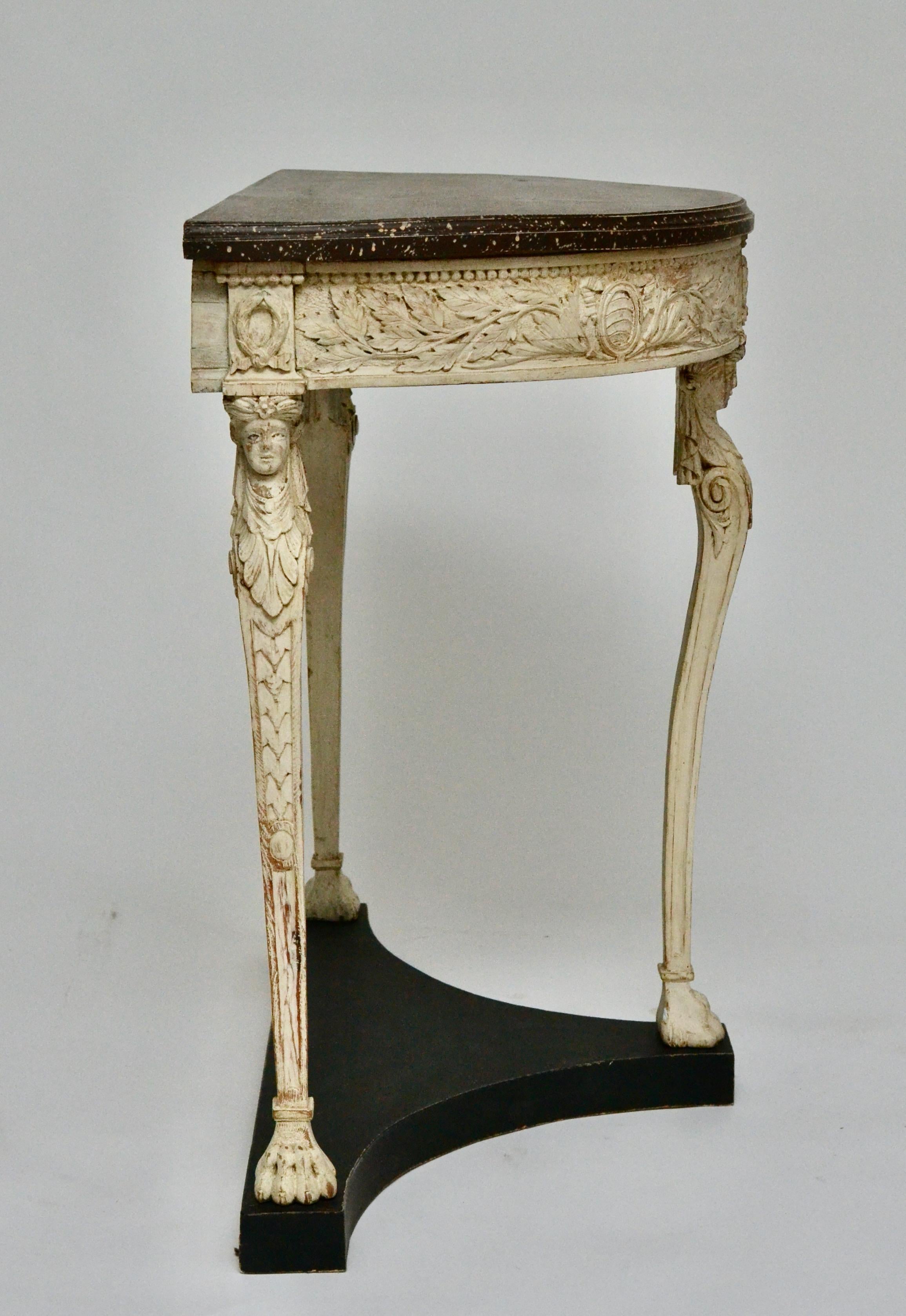 Gustavian Console Table with a Faux Porphyry Painted Top 2