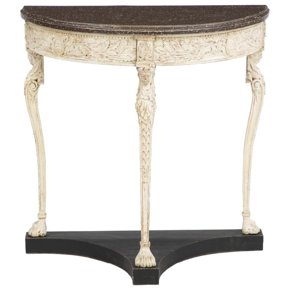 Gustavian Console Table with a Faux Porphyry Painted Top