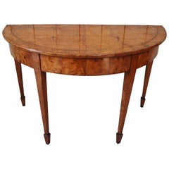 Demilune Figured Ash Hall Table, circa 1840