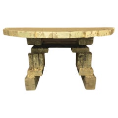 Demi-Lune Gilt Console Table Reclaimed Wood Handcrafted by Rafael Calvo