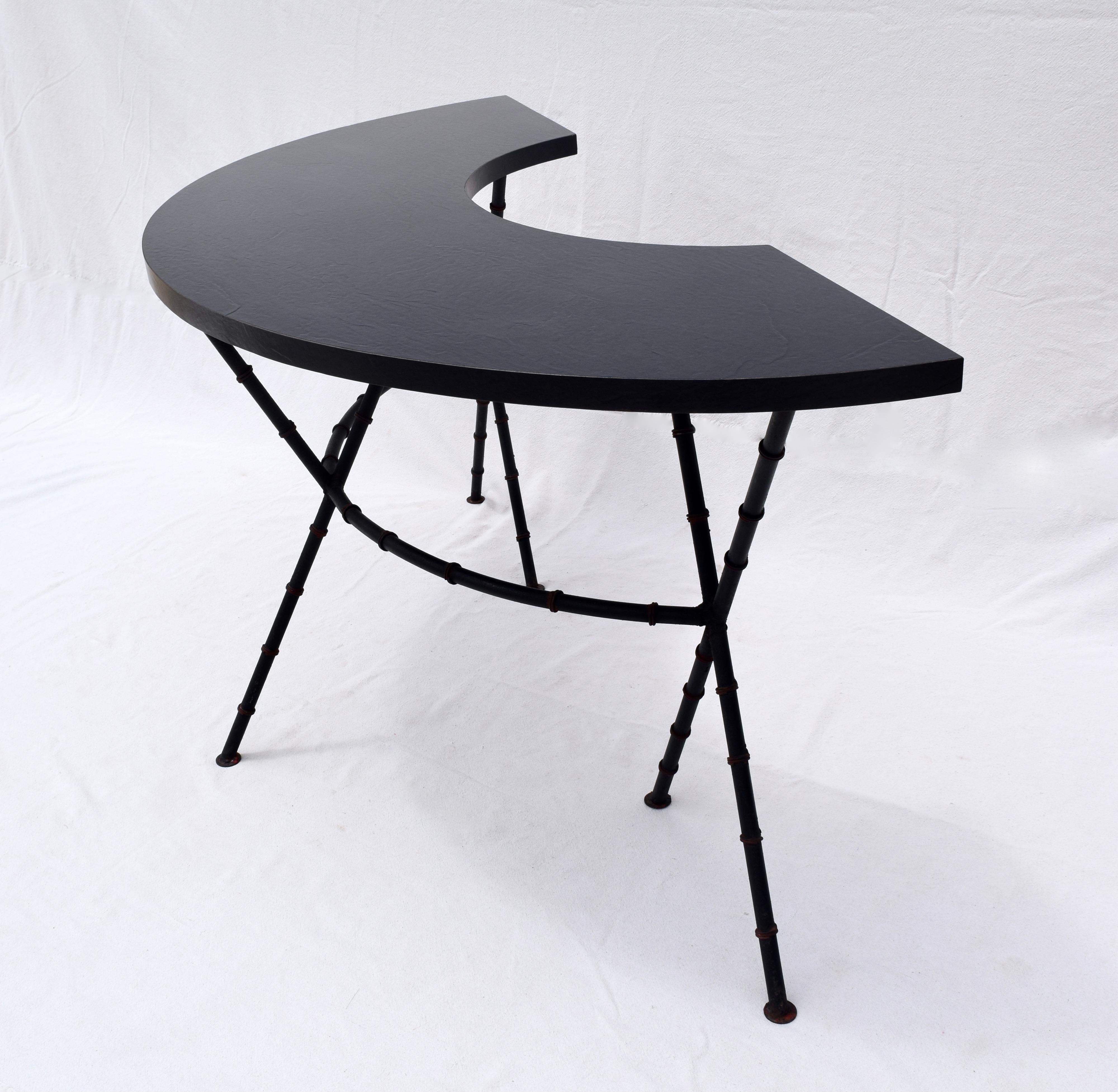 Demi Lune Iron Table & Chair in the Manner of Maison Bague's 7