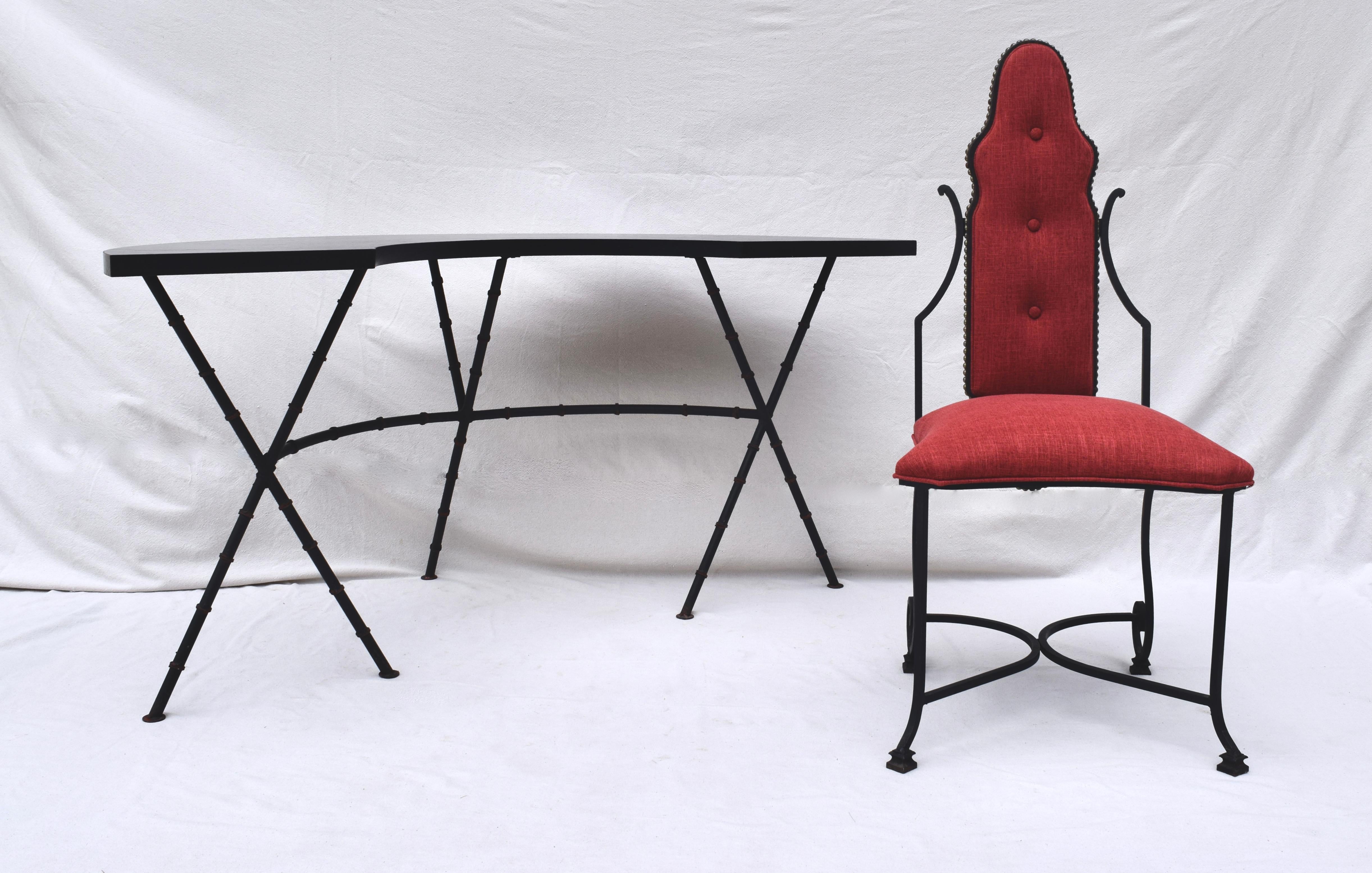 Demi Lune Iron Table & Chair in the Manner of Maison Bague's 10