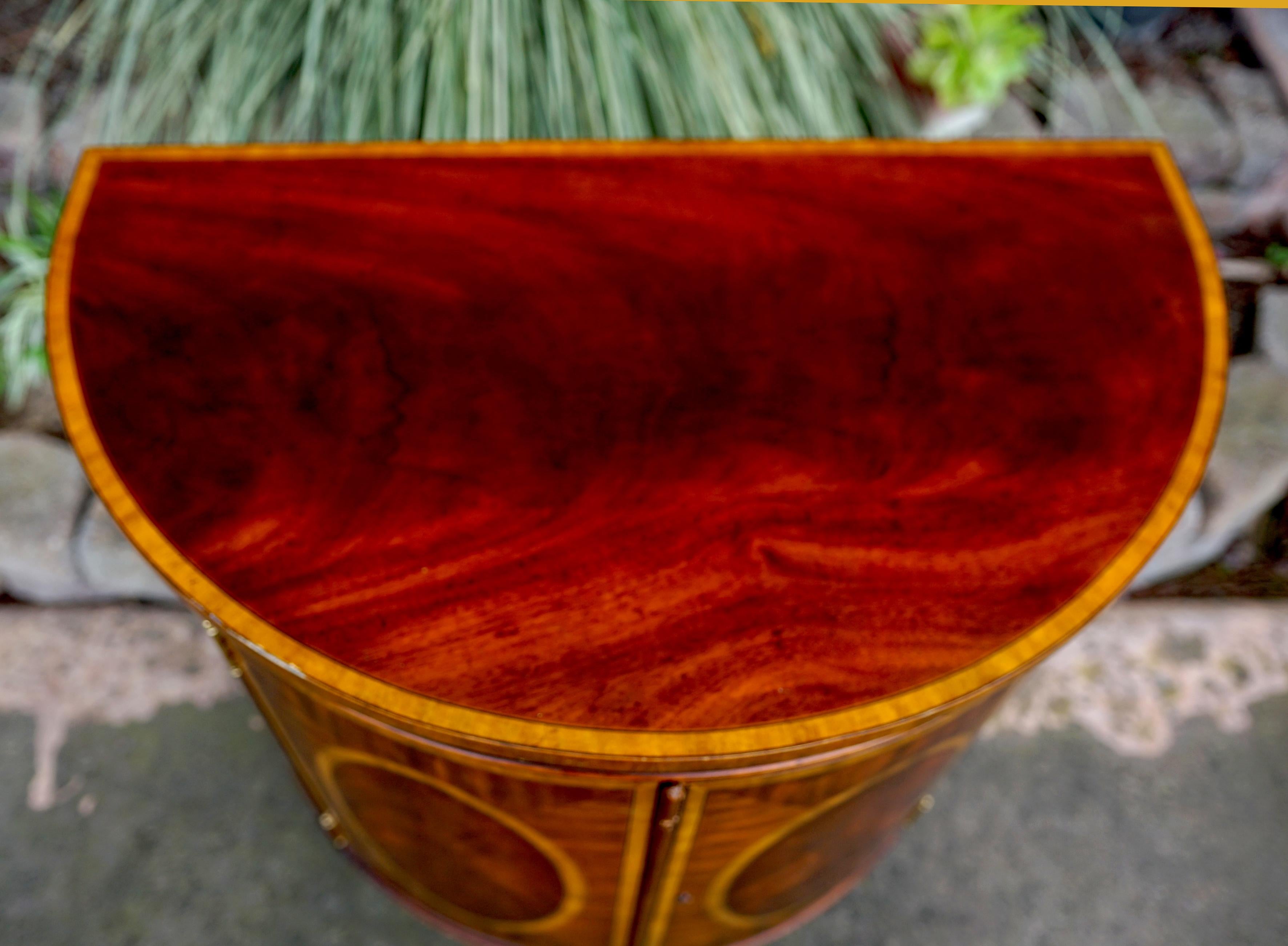 Hand-Crafted Demi Lune Maitland Smith Cabinet in Burl Mahogany