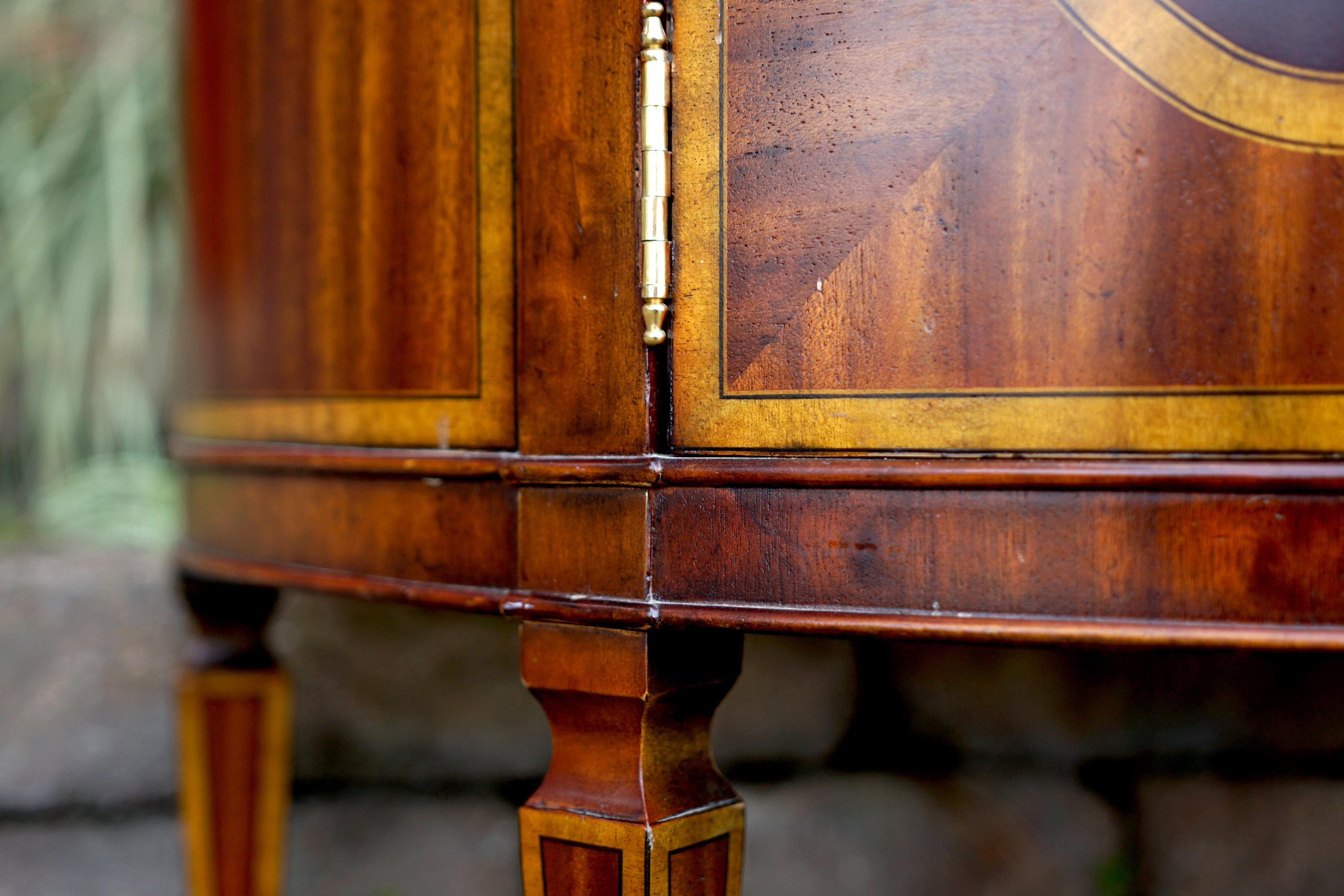 Demi Lune Maitland Smith Cabinet in Burl Mahogany 1