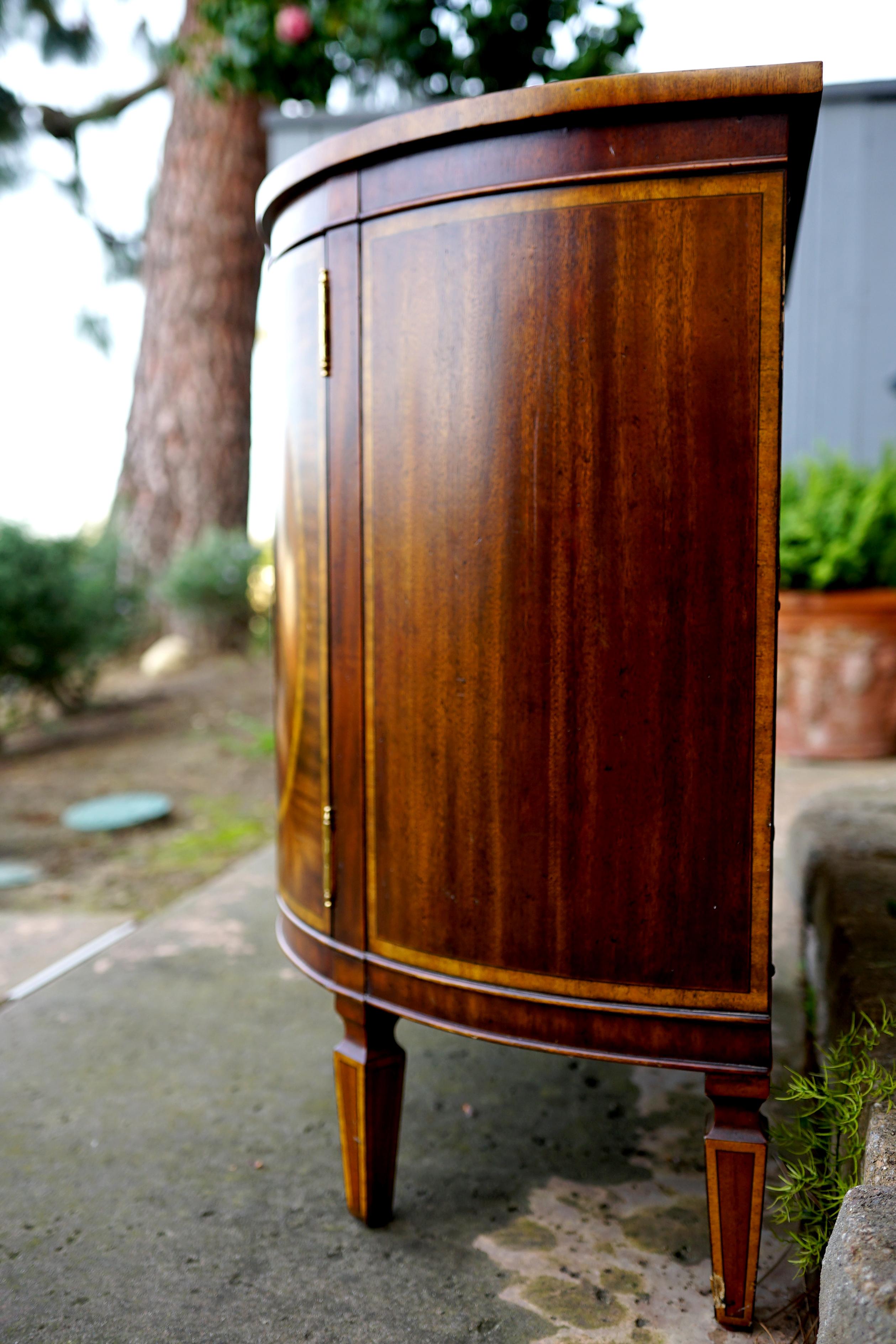Demi Lune Maitland Smith Cabinet in Burl Mahogany 2