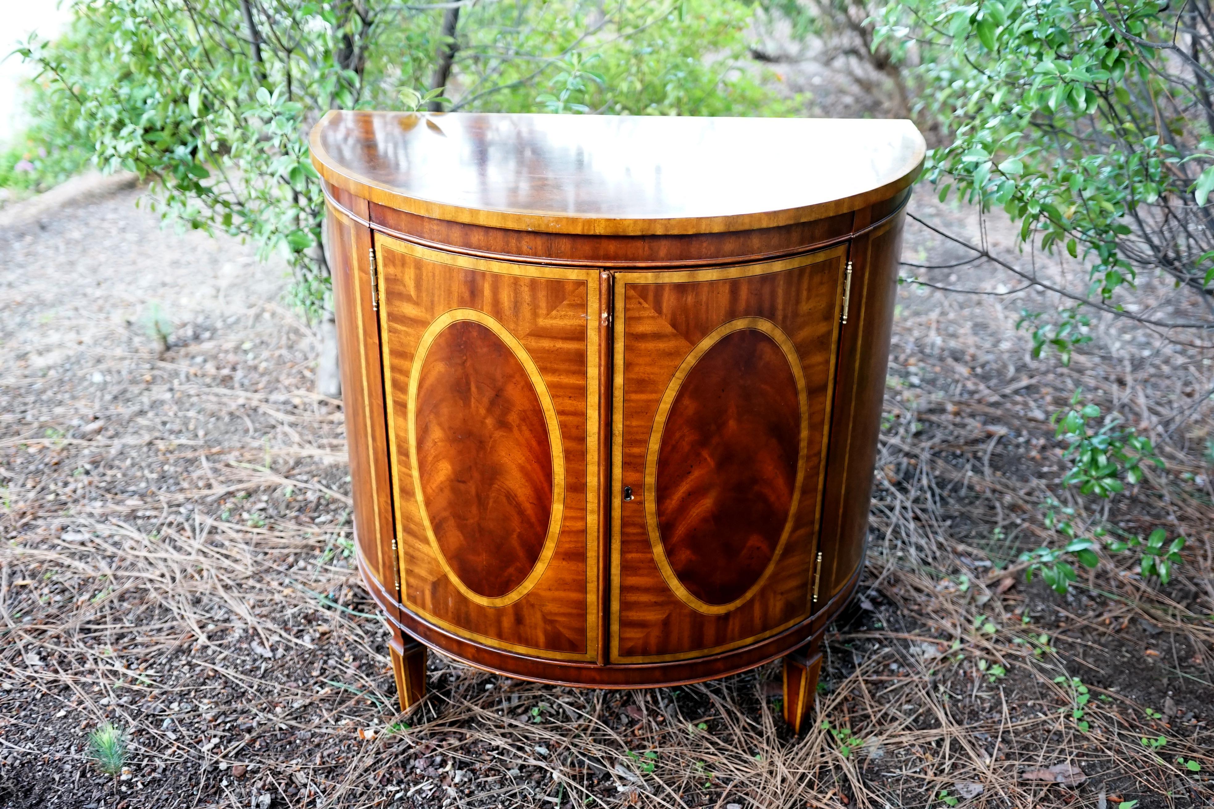 Demi Lune Maitland Smith Cabinet in Burl Mahogany 3
