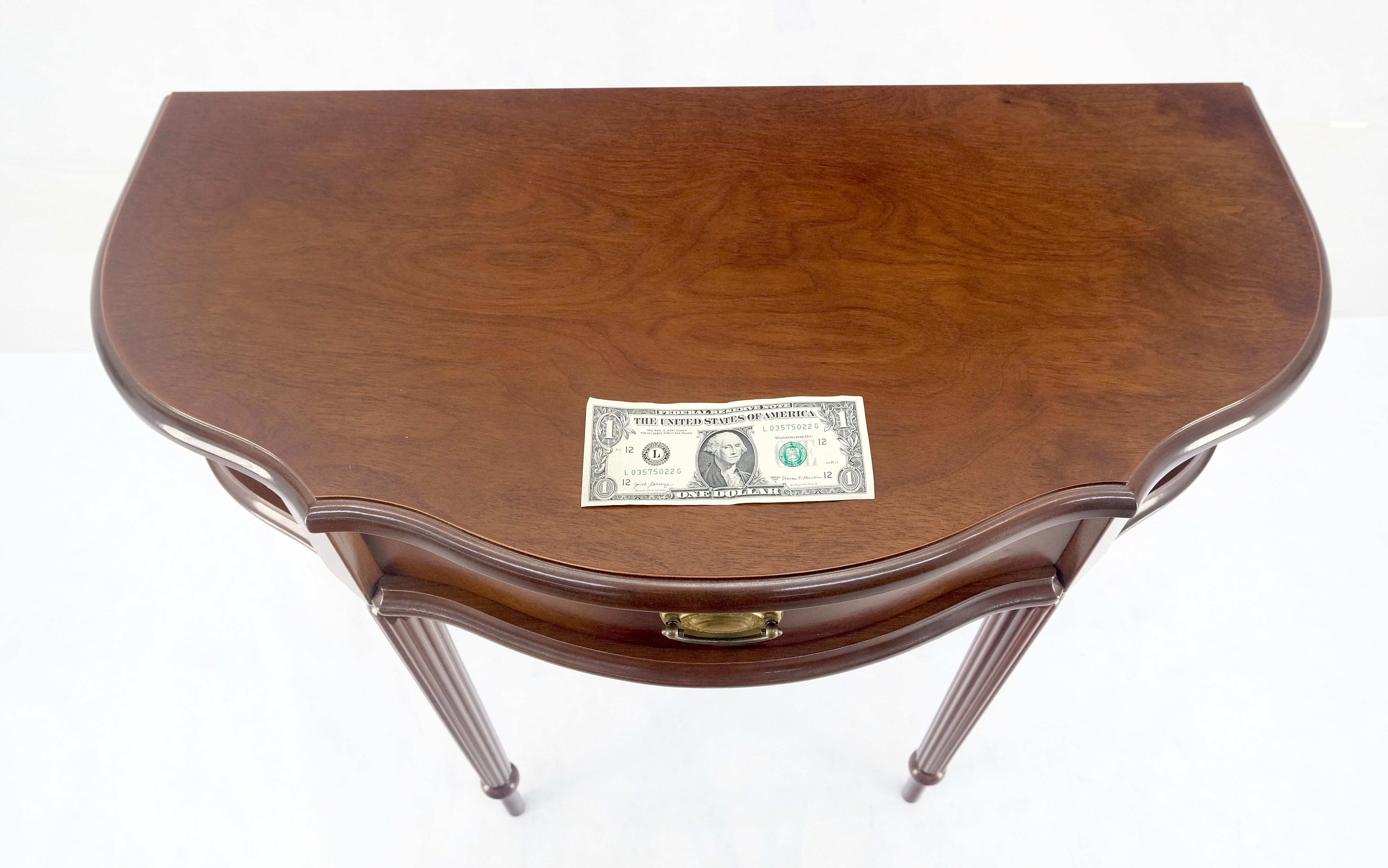 Demi Lune One Drawer Mahogany Console Entry Hall Table MINT For Sale 5