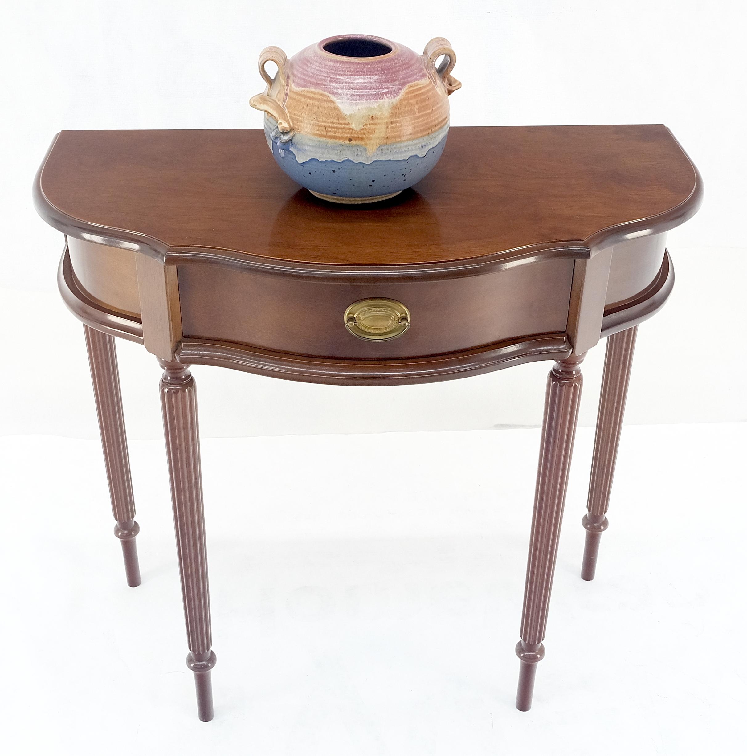 Demi Lune One Drawer Mahogany Console Entry Hall Table MINT In Good Condition For Sale In Rockaway, NJ