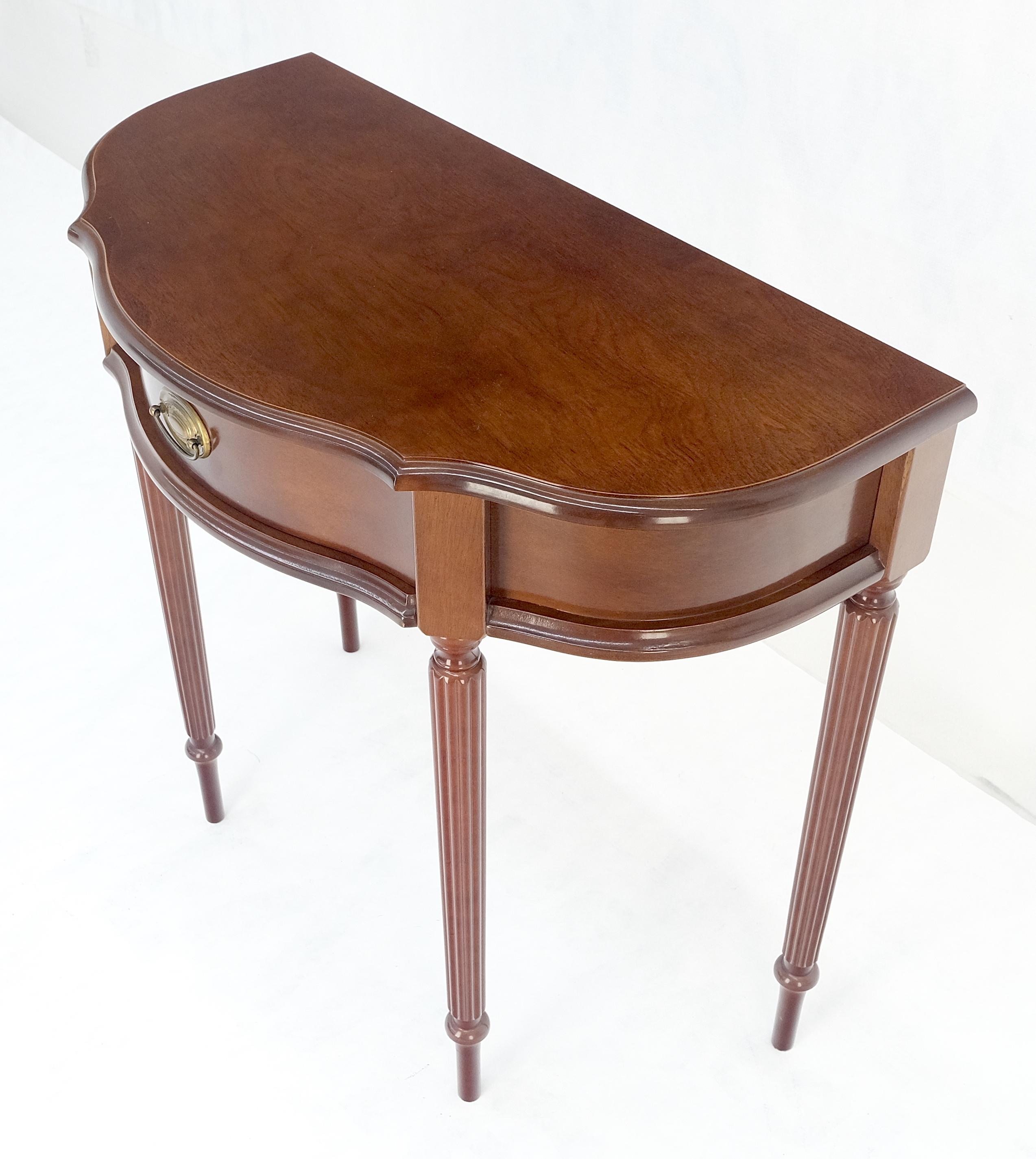 20th Century Demi Lune One Drawer Mahogany Console Entry Hall Table MINT For Sale