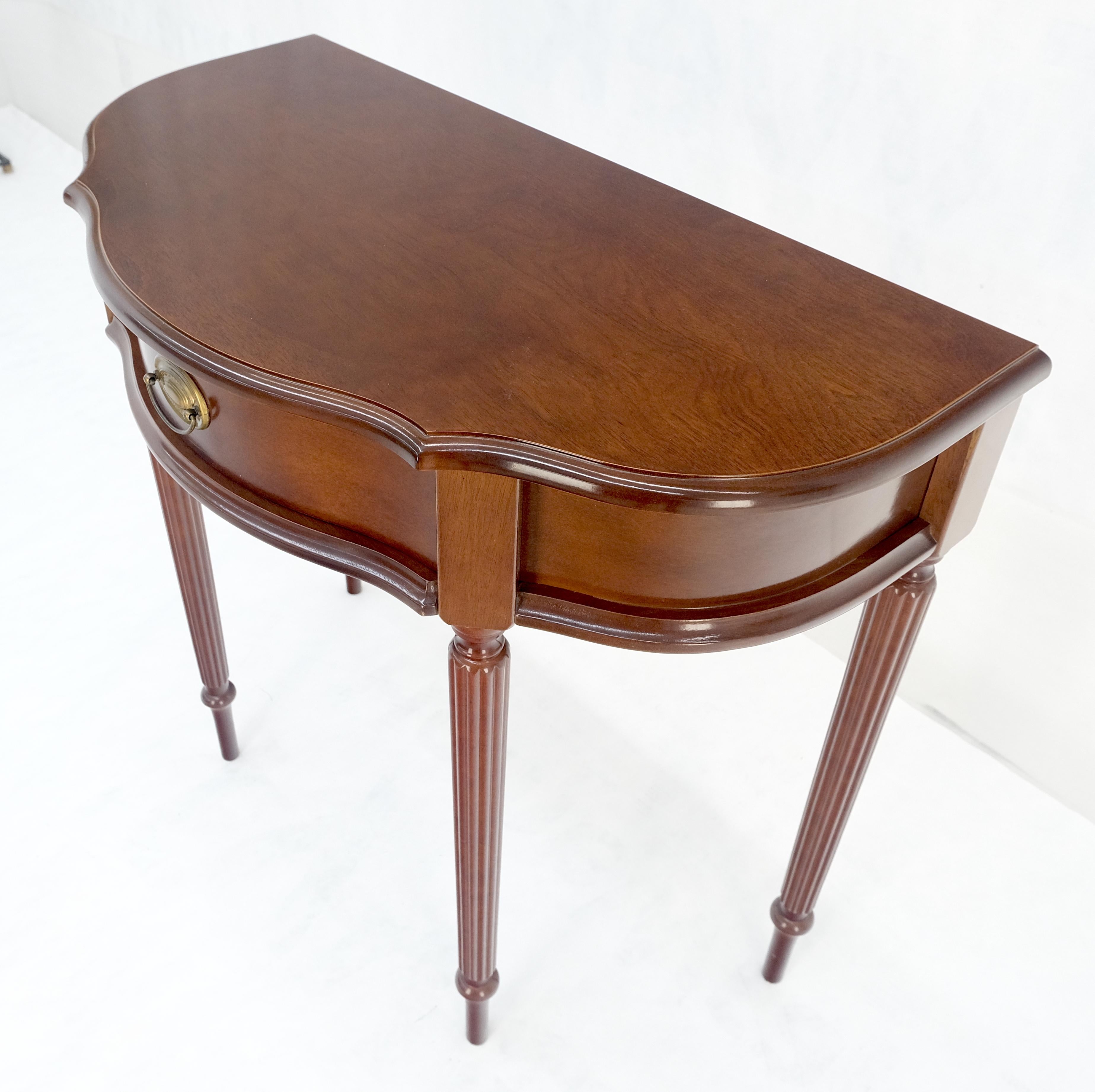 Demi Lune One Drawer Mahogany Console Entry Hall Table MINT For Sale 2