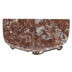 Demi Lune Rouge Marble Top Wall Mount Console With Scroll Metal Base