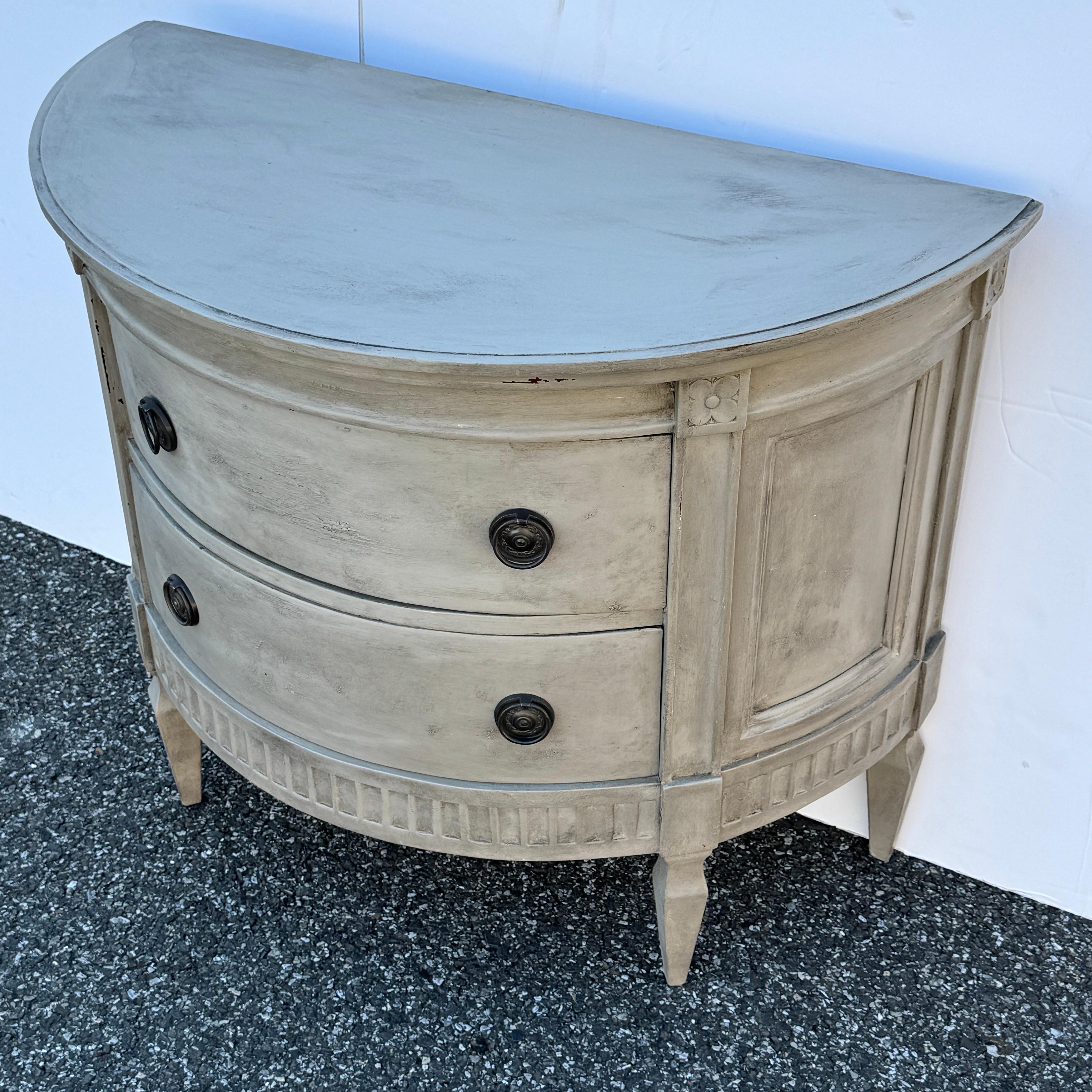 Hand-Crafted Demi-Lune Swedish Gustavian Style Chest of Drawers  For Sale