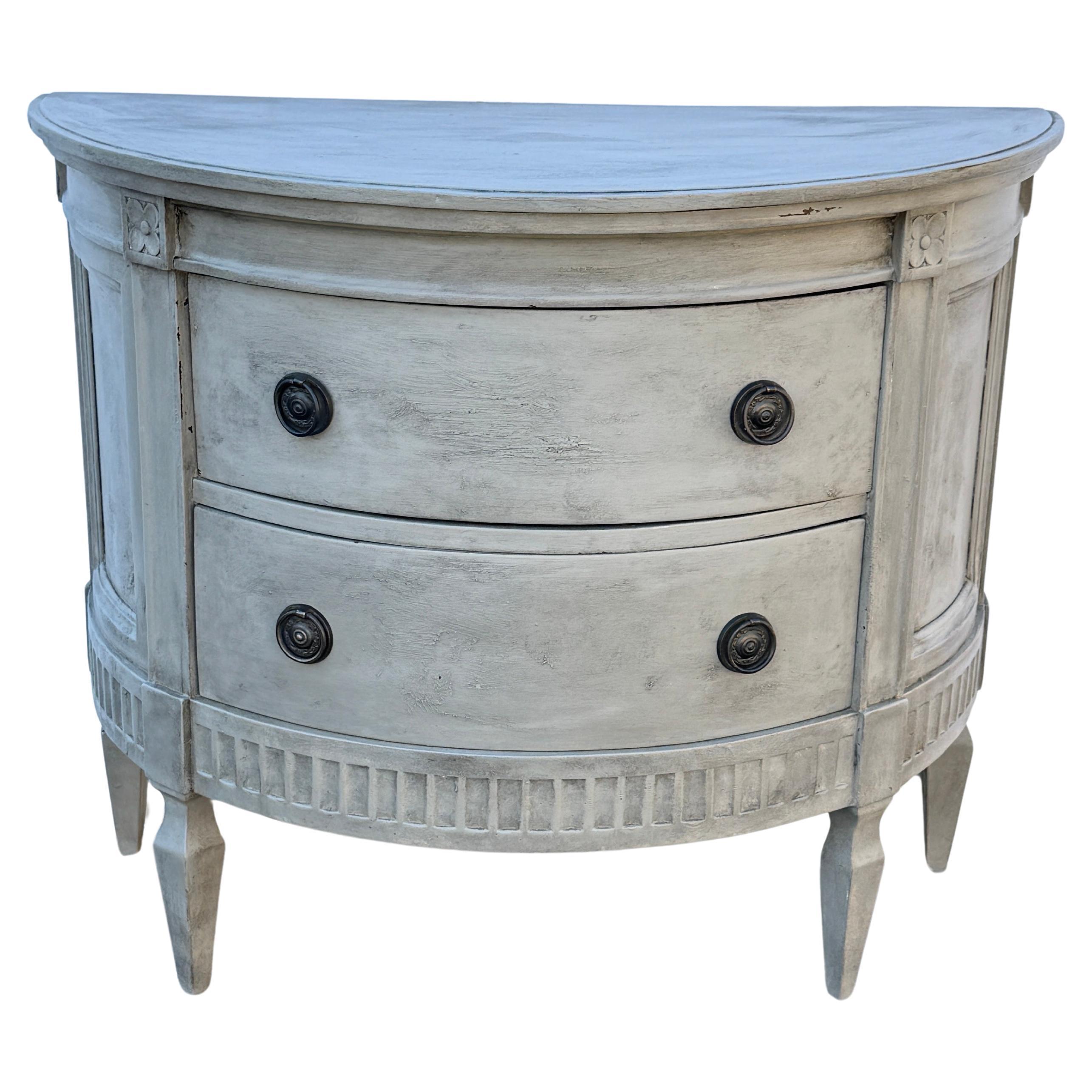Demi-Lune Swedish Gustavian Style Chest of Drawers 